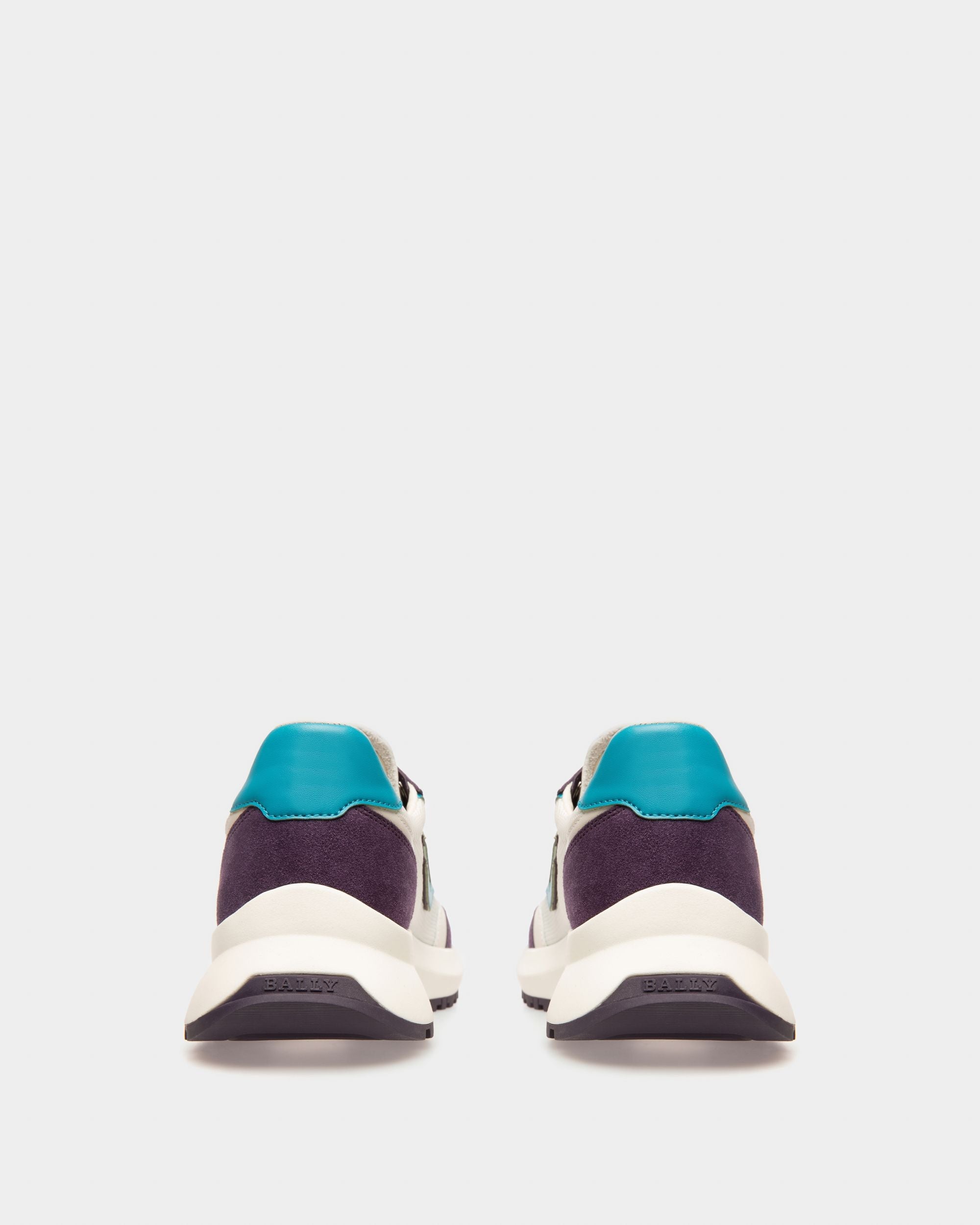 Bally Global - Demmy Mesh & Leather Sneakers In White & Purple - Púrpura