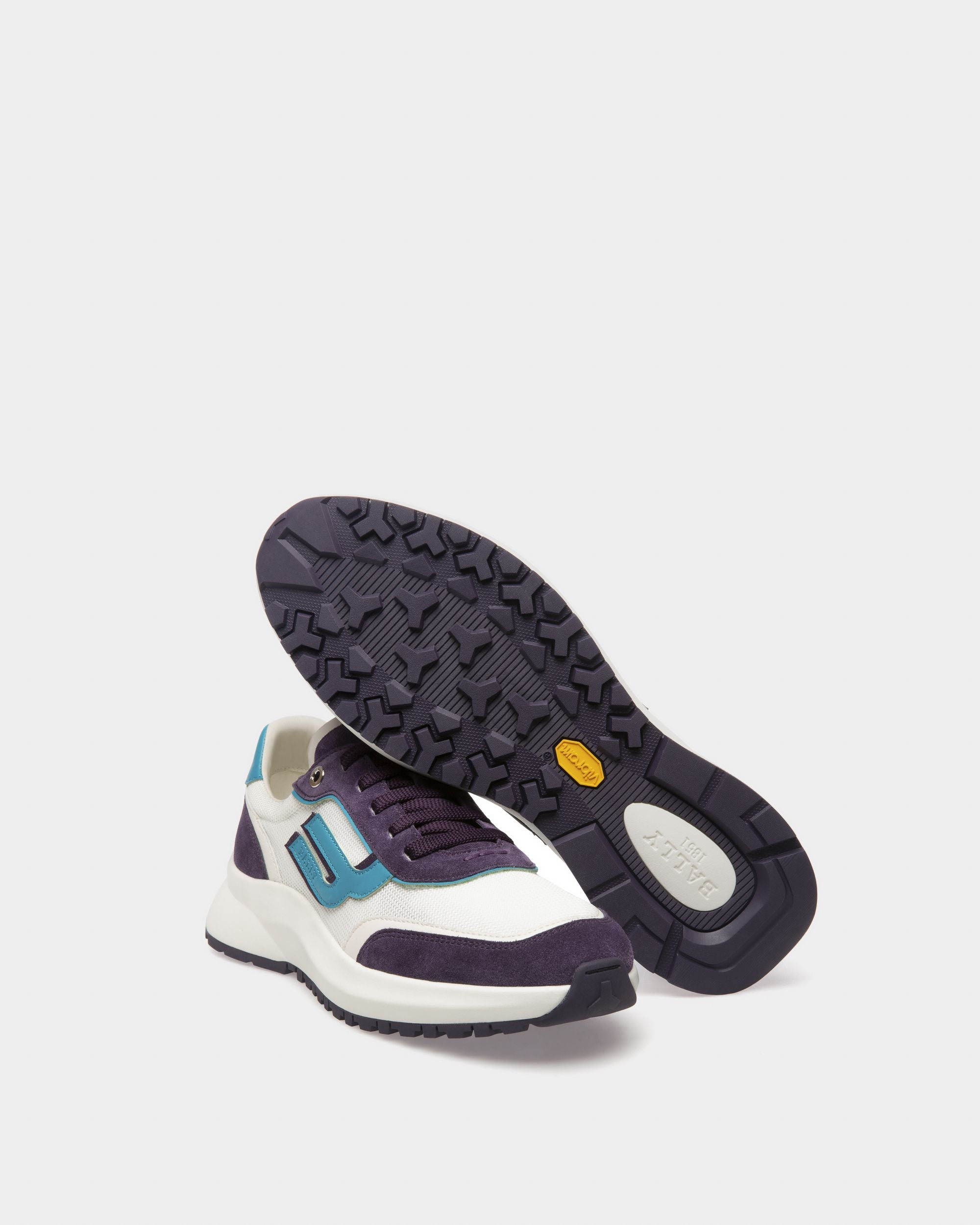 Bally Global - Demmy Mesh & Leather Sneakers In White & Purple - Púrpura