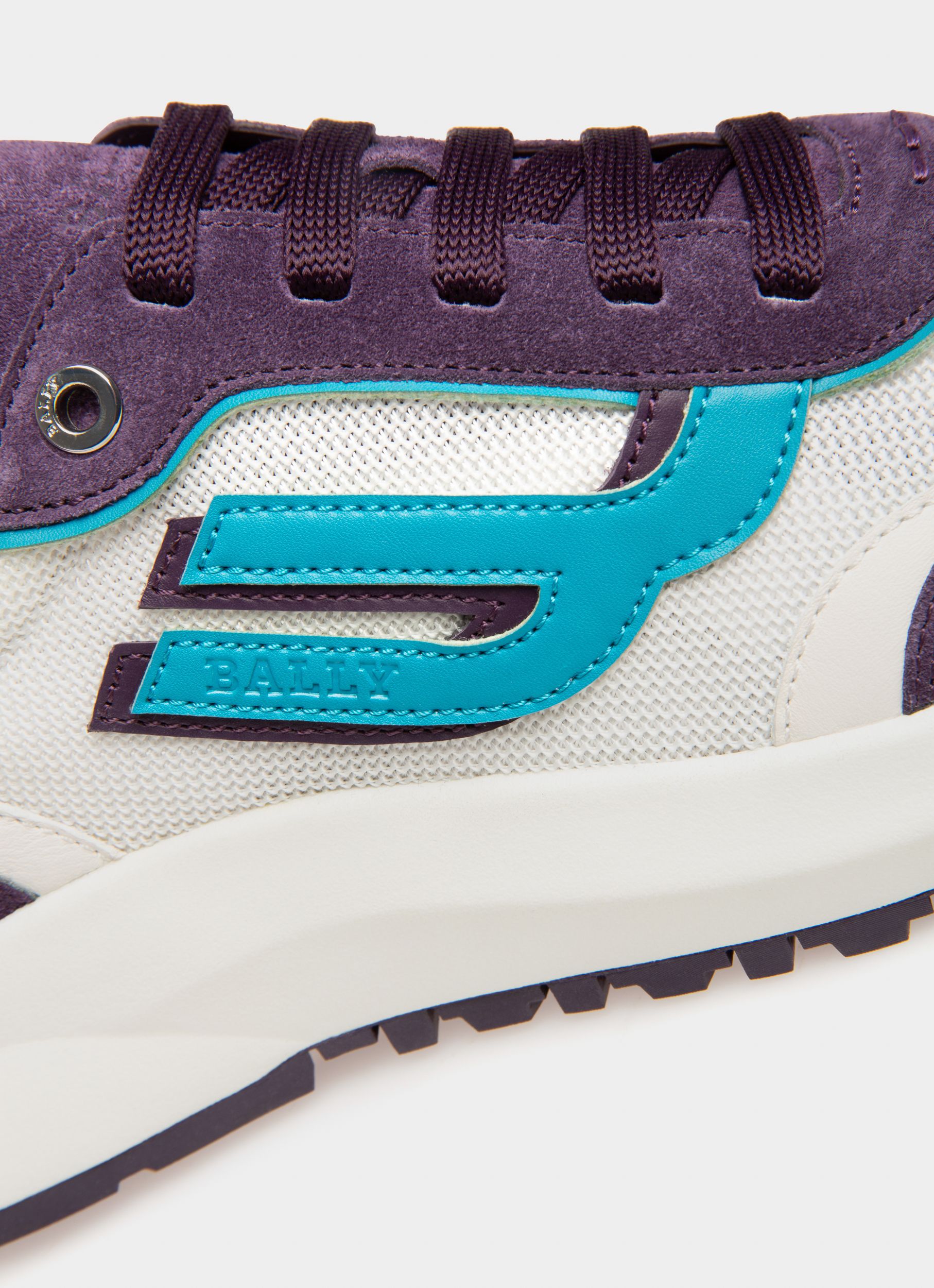 Bally Global - Demmy Mesh & Leather Sneakers In White & Purple - Púrpura