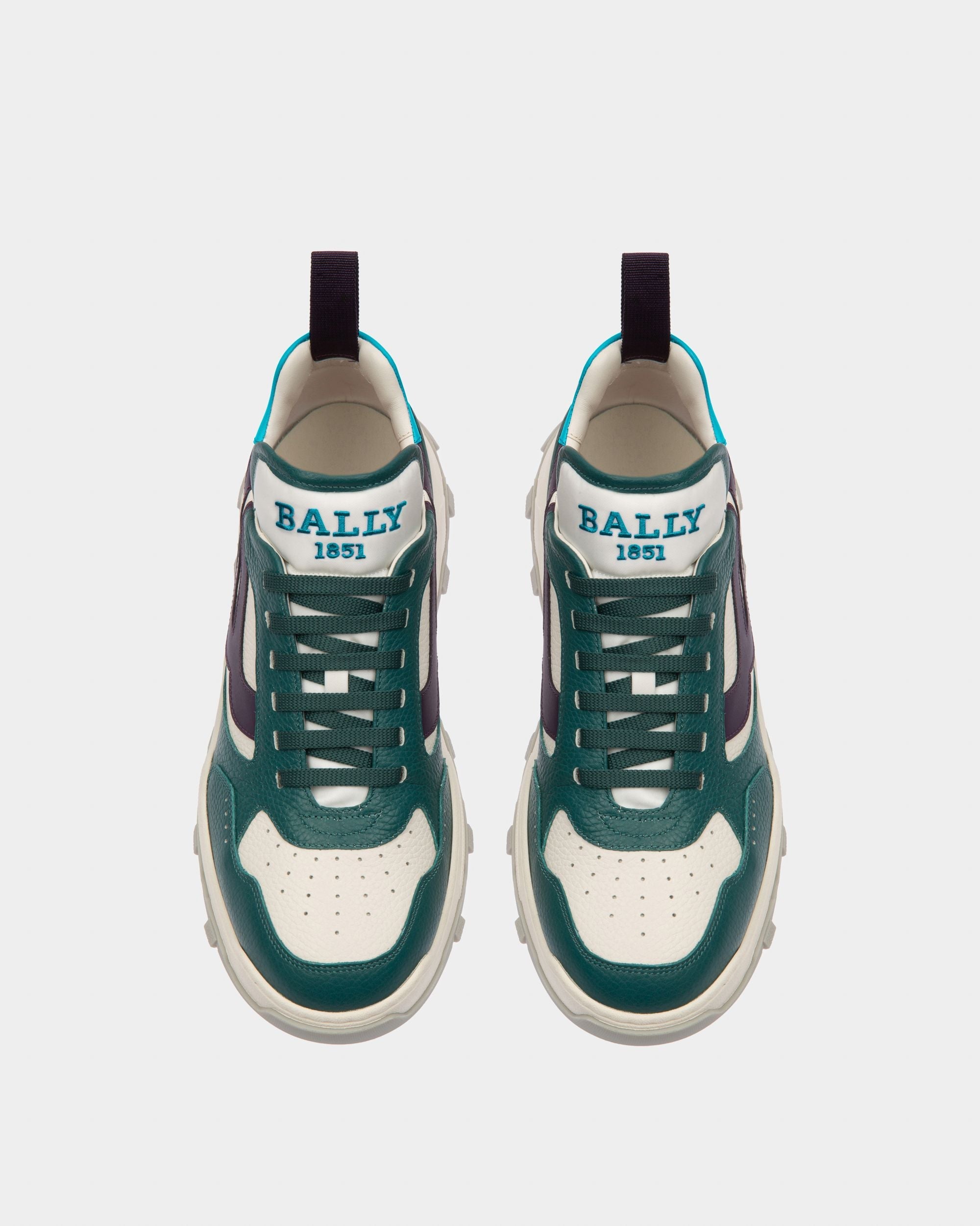 Bally Global - Holden Zapatillas En Piel Y Tela De Color Verde Y Blanco - Verde