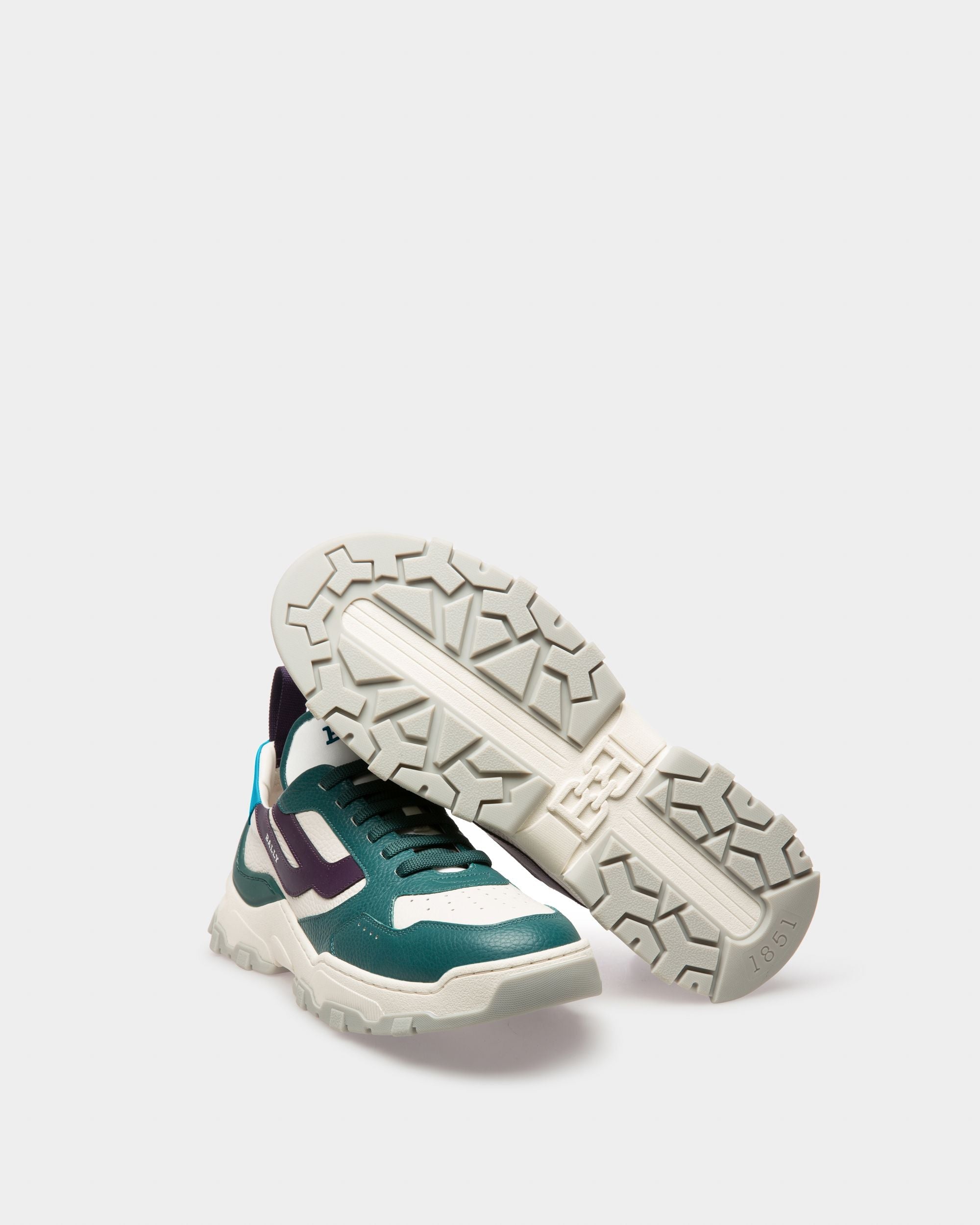 Bally Global - Holden Zapatillas En Piel Y Tela De Color Verde Y Blanco - Verde