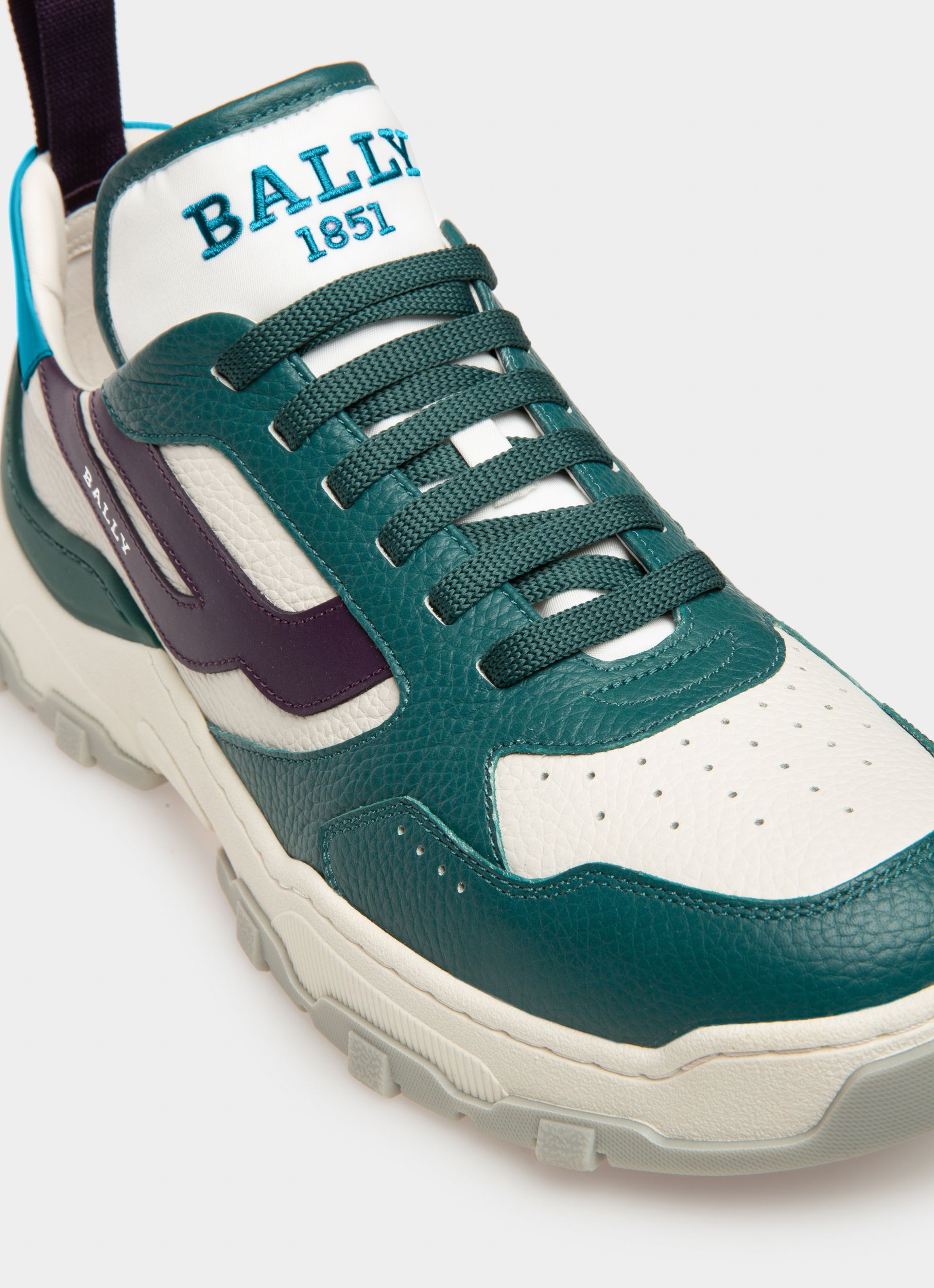Bally Global - Holden Zapatillas En Piel Y Tela De Color Verde Y Blanco - Verde