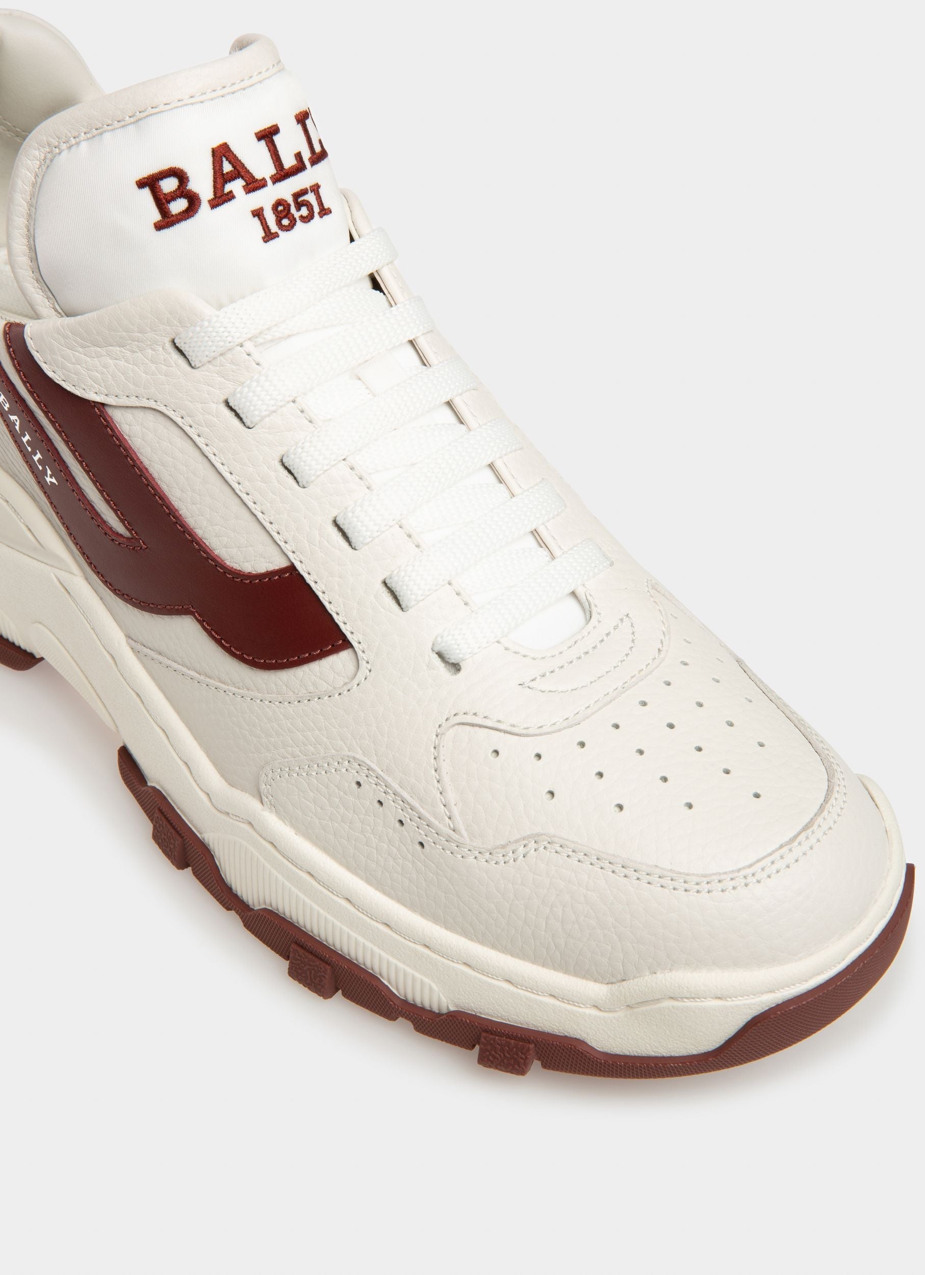 Bally Global - Holden Leather And Fabric Sneakers In White And Heritage Red - Red