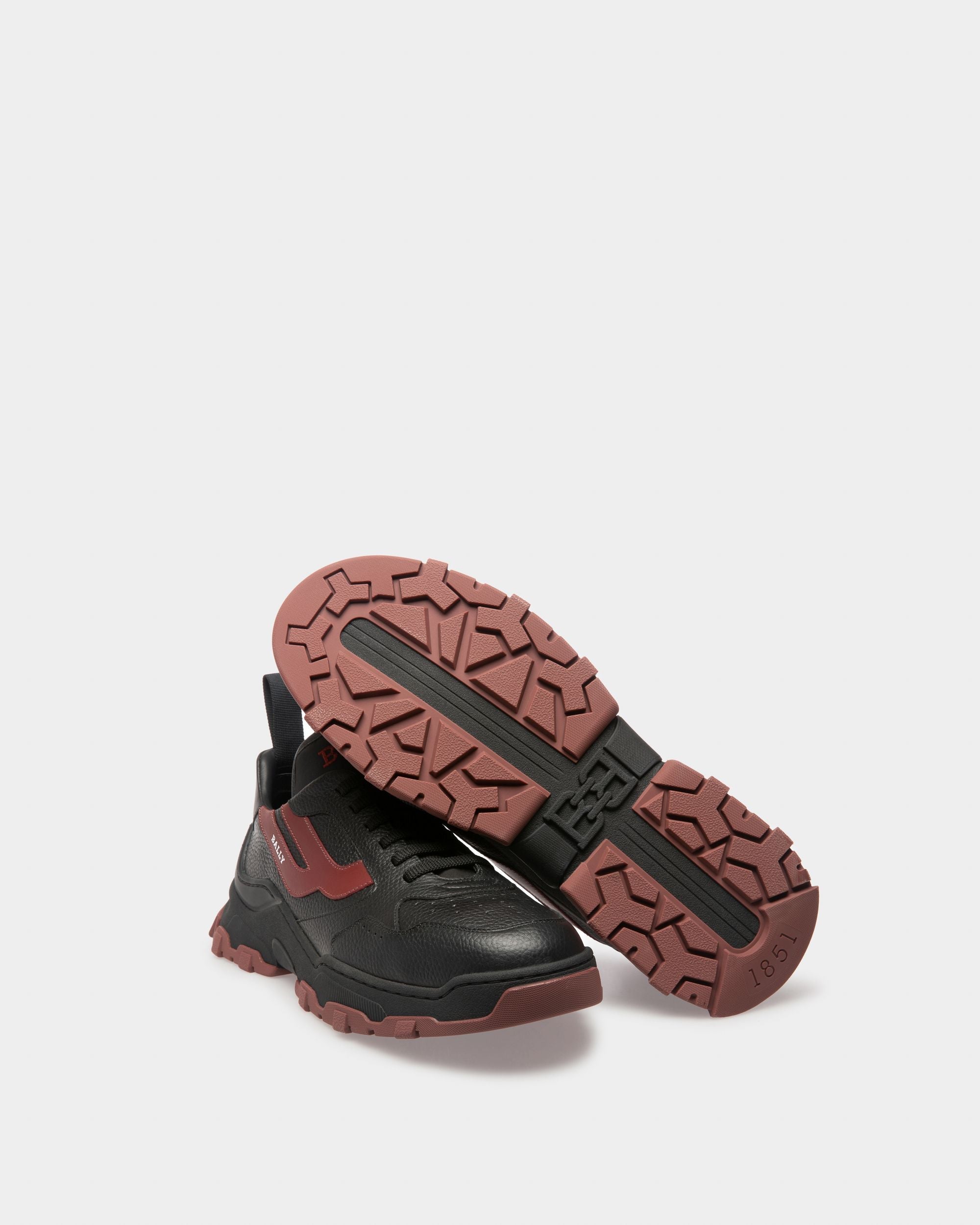 Bally Global - Holden Zapatillas En Piel Y Tela De Color Blanco Y Rojo Heritage - Negro
