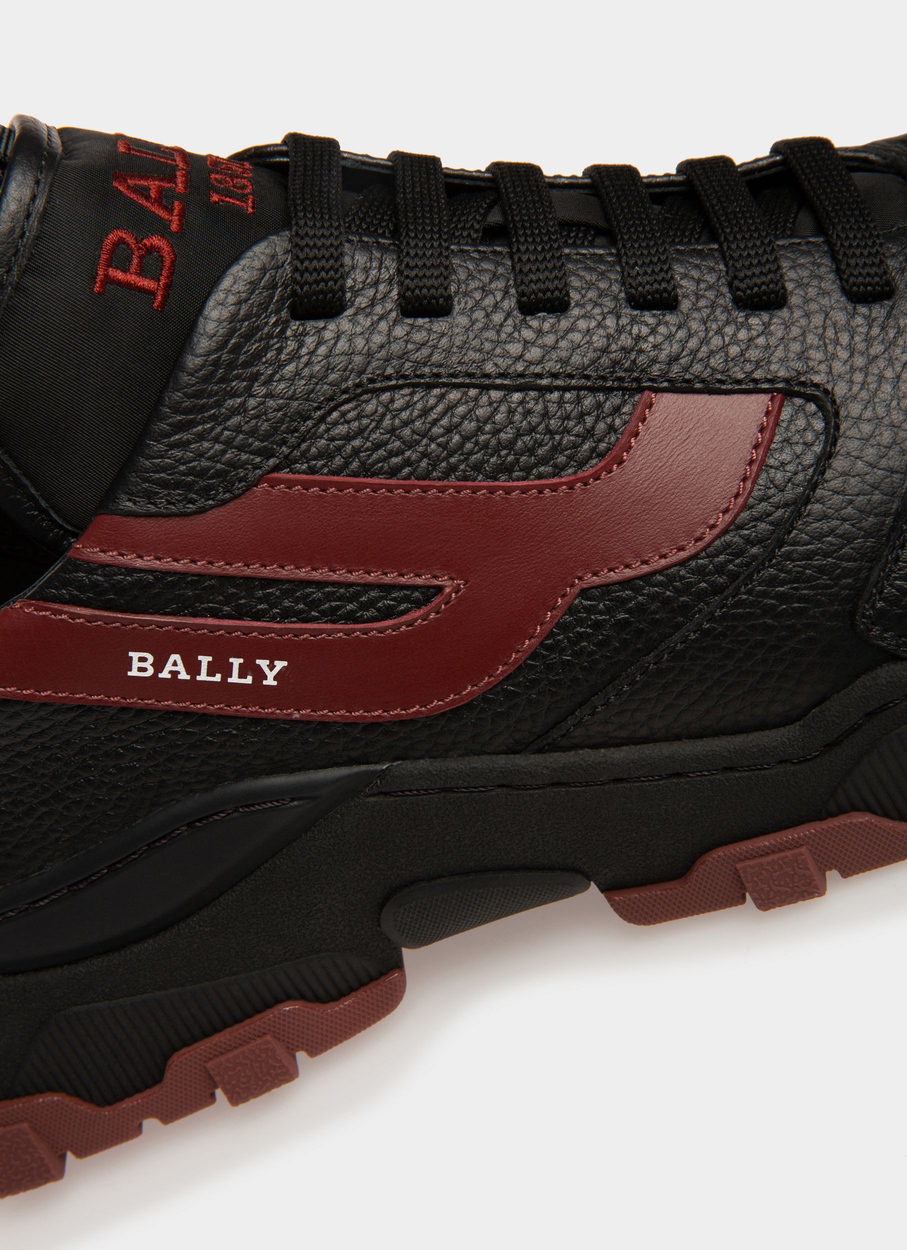 Bally Global - Holden Zapatillas En Piel Y Tela De Color Blanco Y Rojo Heritage - Negro
