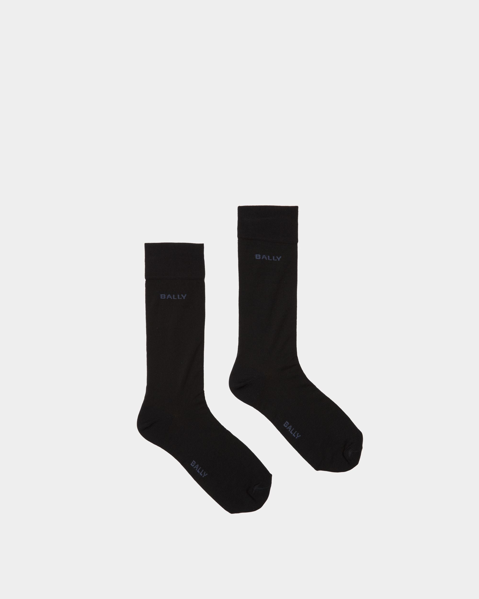 Bally Global - Logo Socks In Ink And Indigo Cotton Mix - Blue