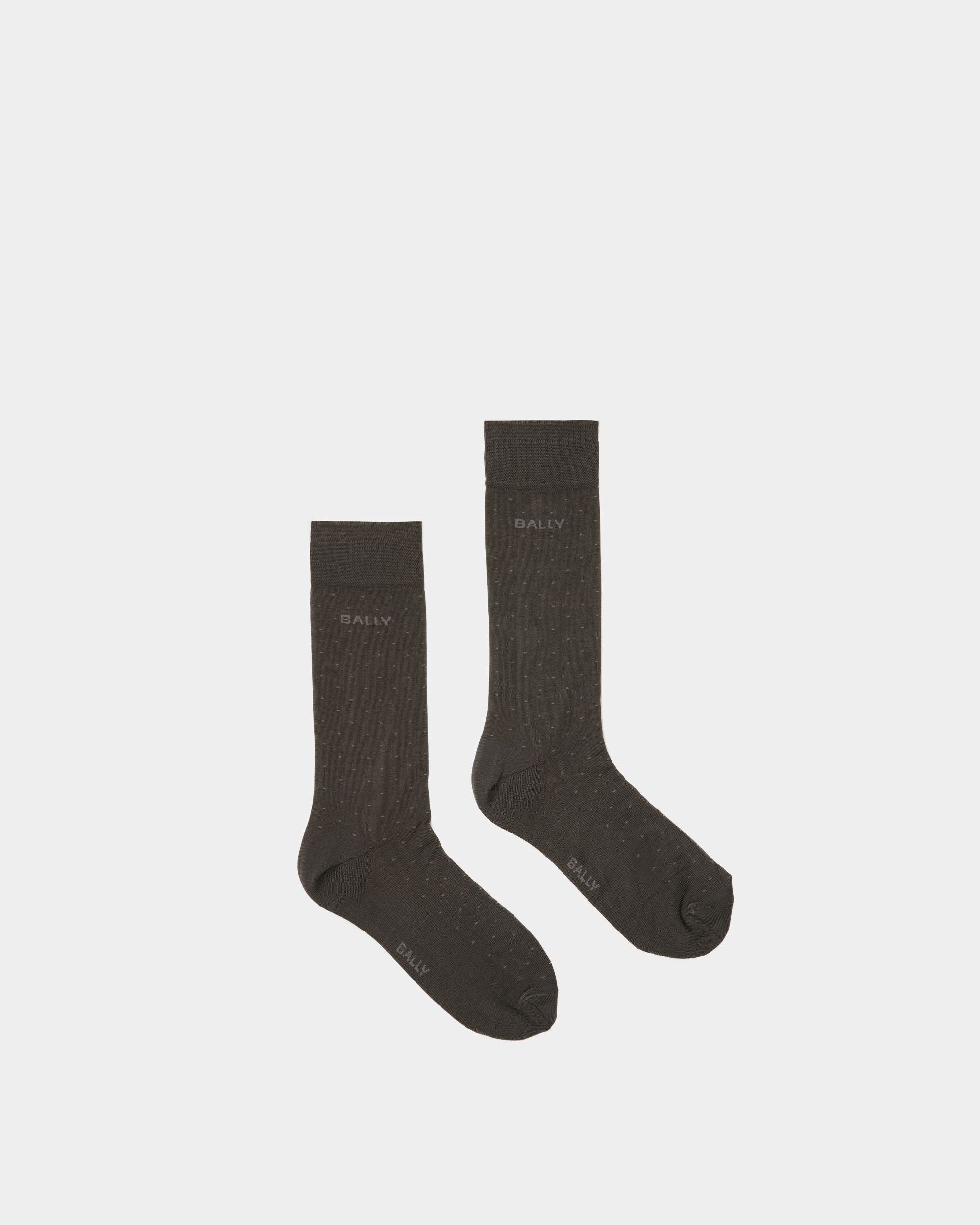 Bally Global - Ribbed Logo Socks In Gray Cotton Mix - Grey