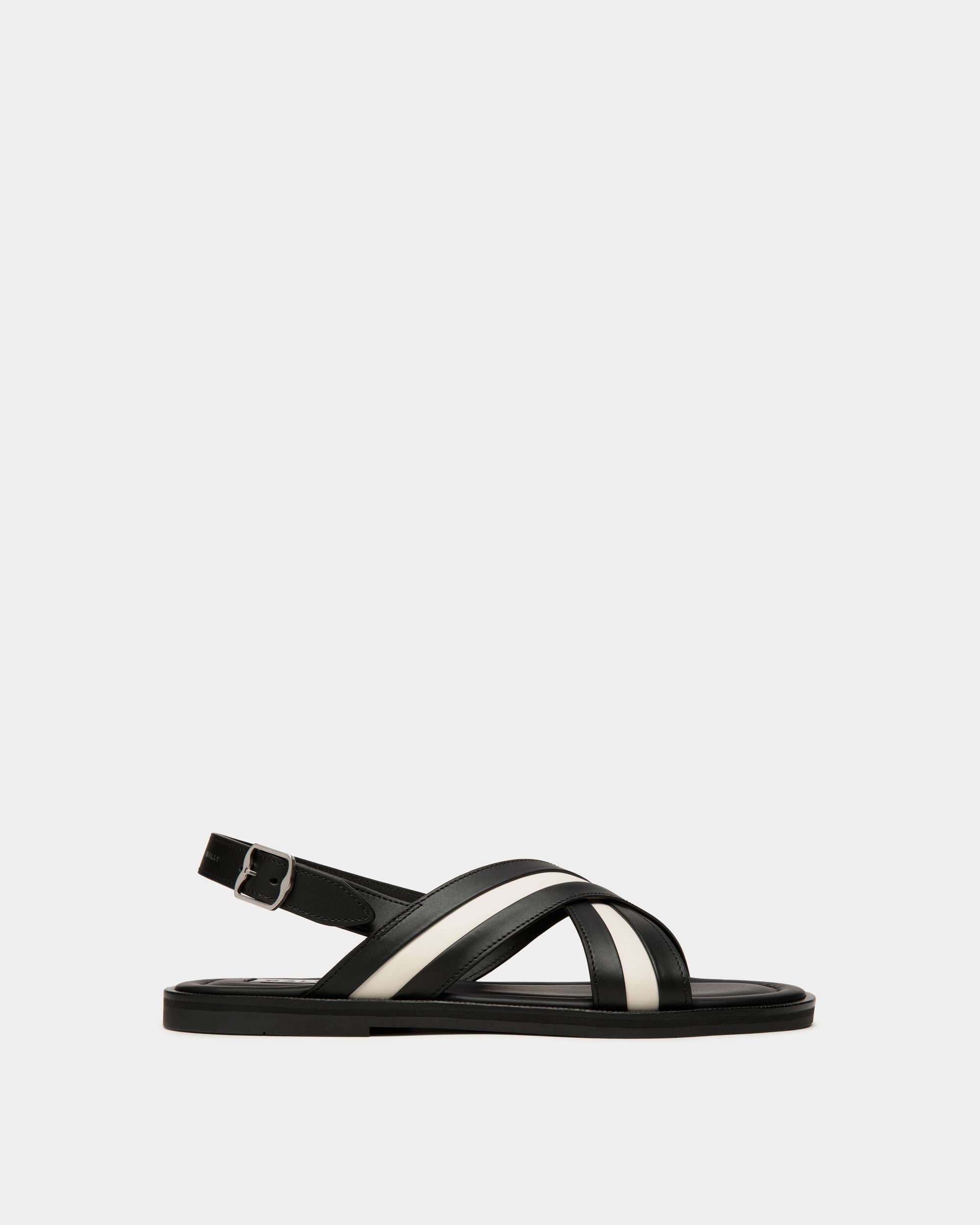 Bally Global - Glide Sandal In Black And White Leather - Black