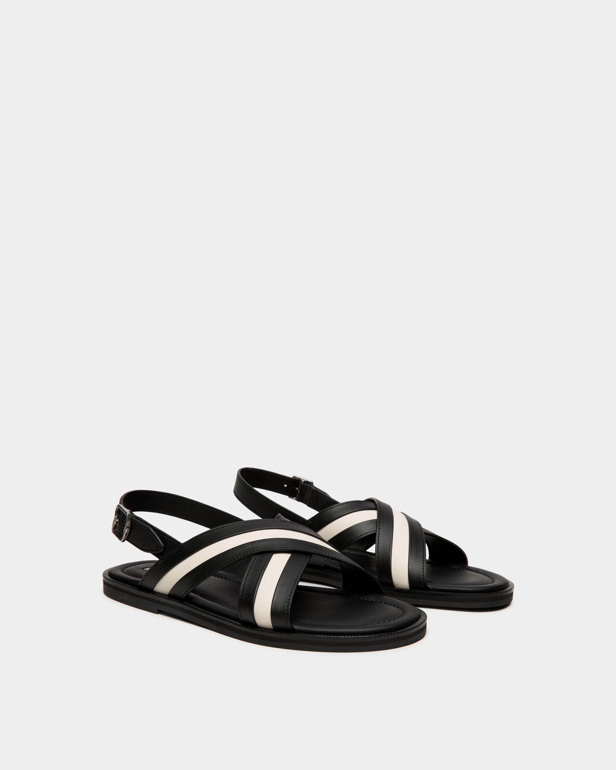 Bally Global - Glide Sandal In Black And White Leather - Black