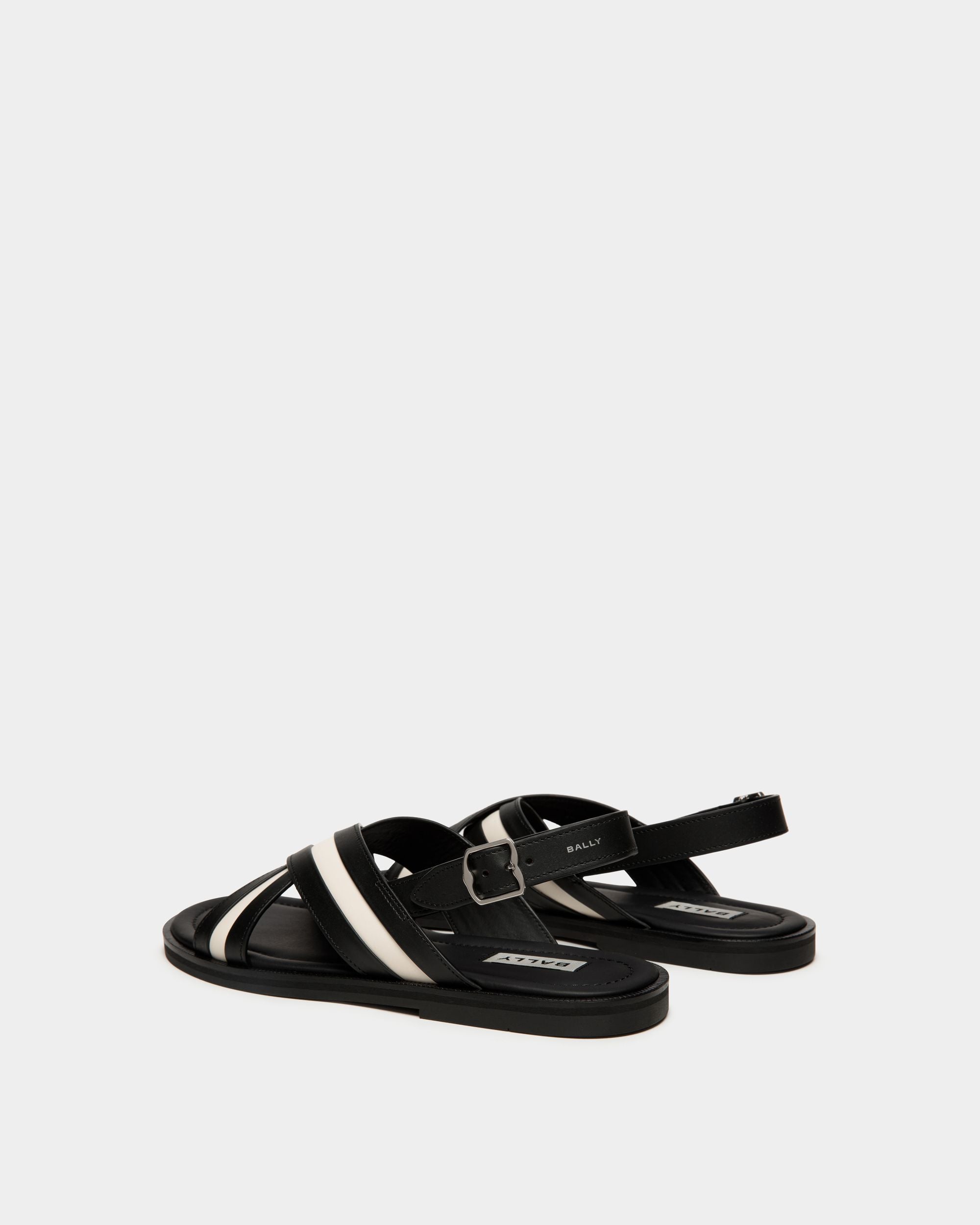 Bally Global - Glide Sandal In Black And White Leather - Black