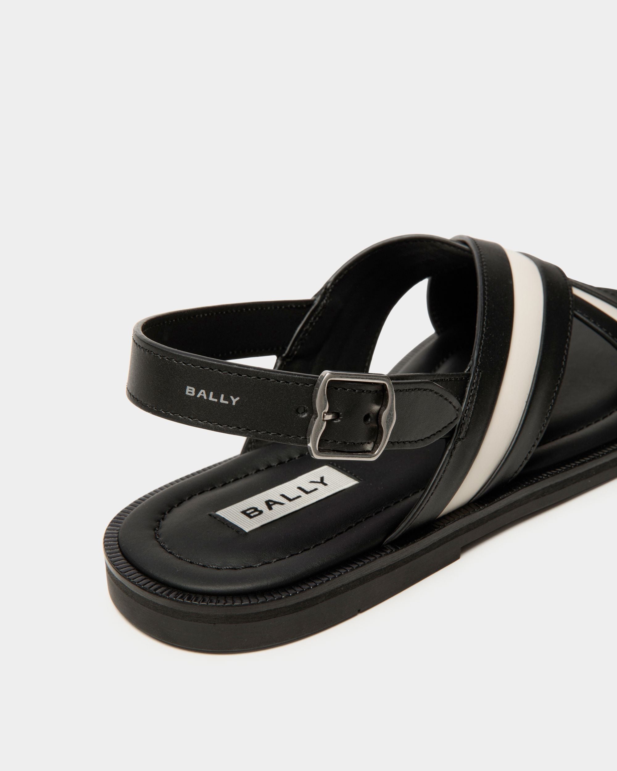 Bally Global - Glide Sandal In Black And White Leather - Black