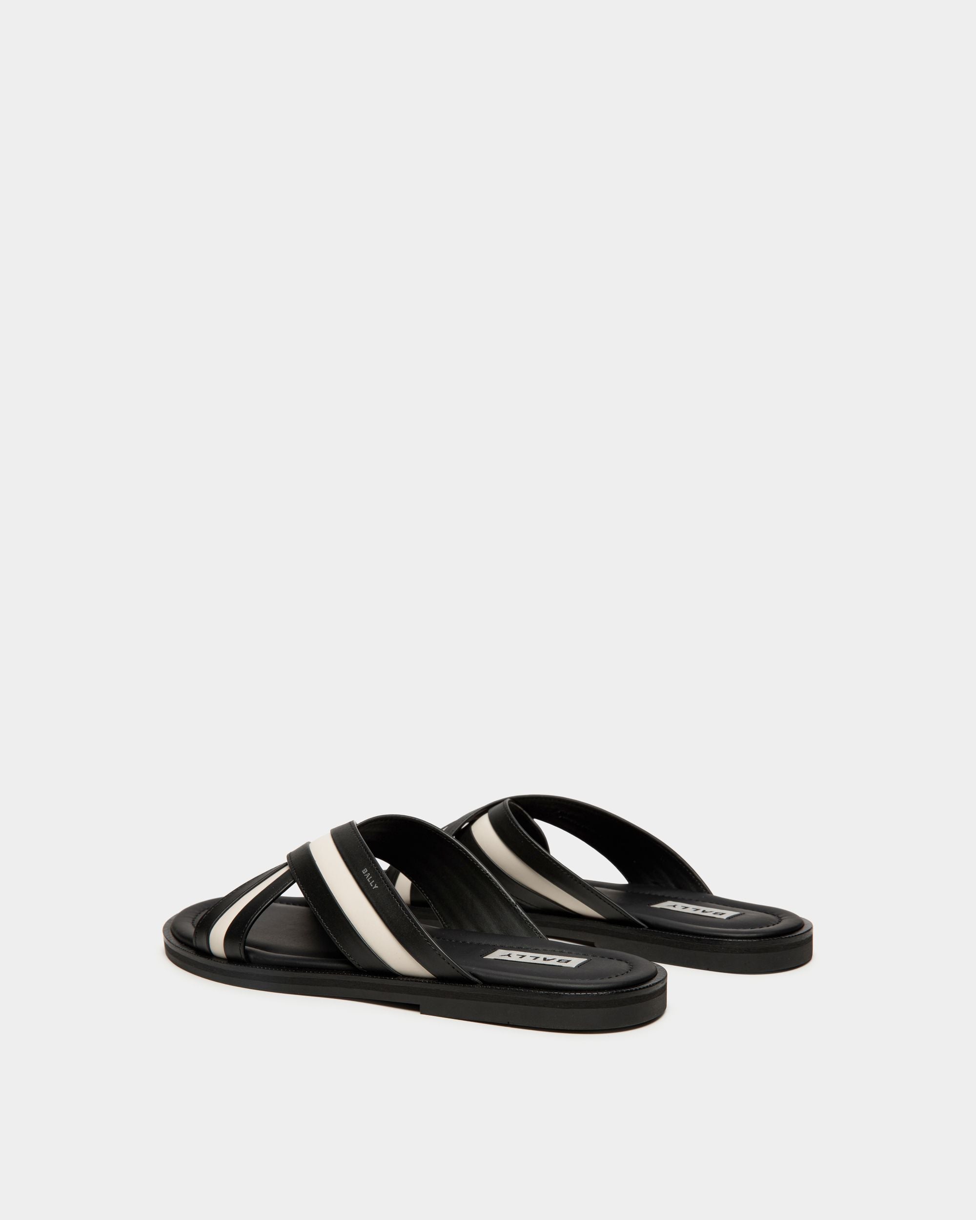 Bally Global - Glide Slip-on Sandal In Black And White Leather - Black