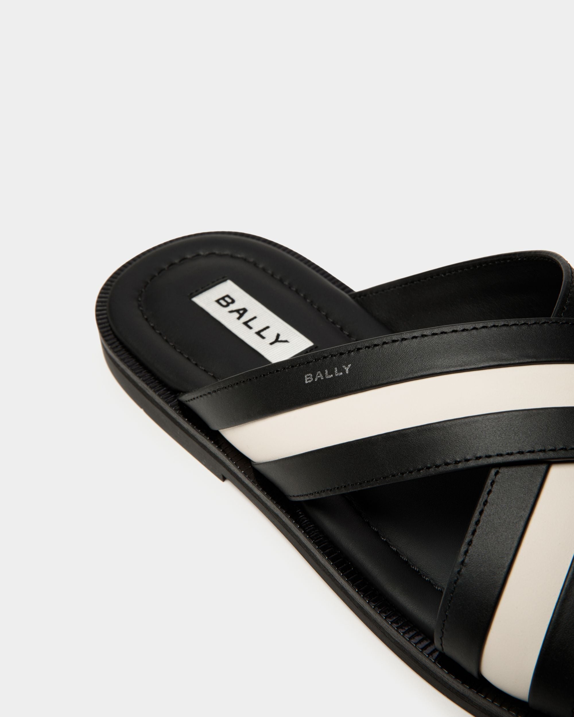 Bally Global - Glide Slip-on Sandal In Black And White Leather - Black