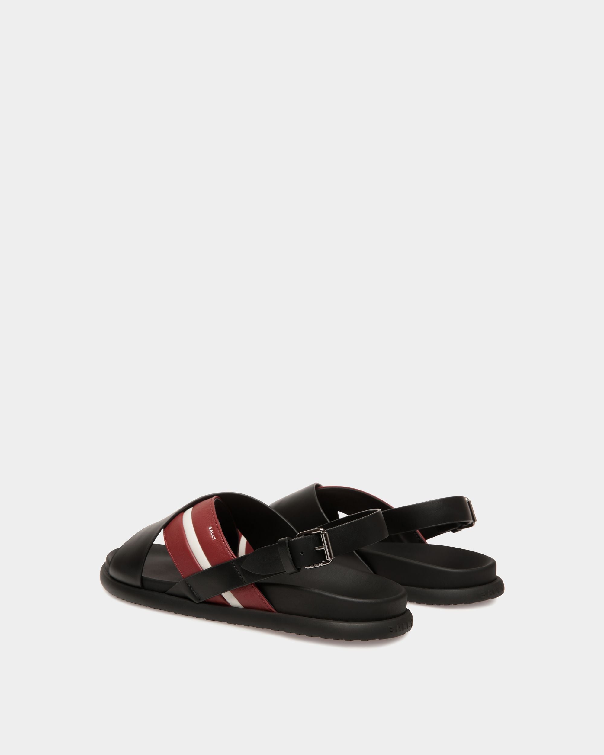 Bally Global - Newport Sandal in Black And Red Leather - Black