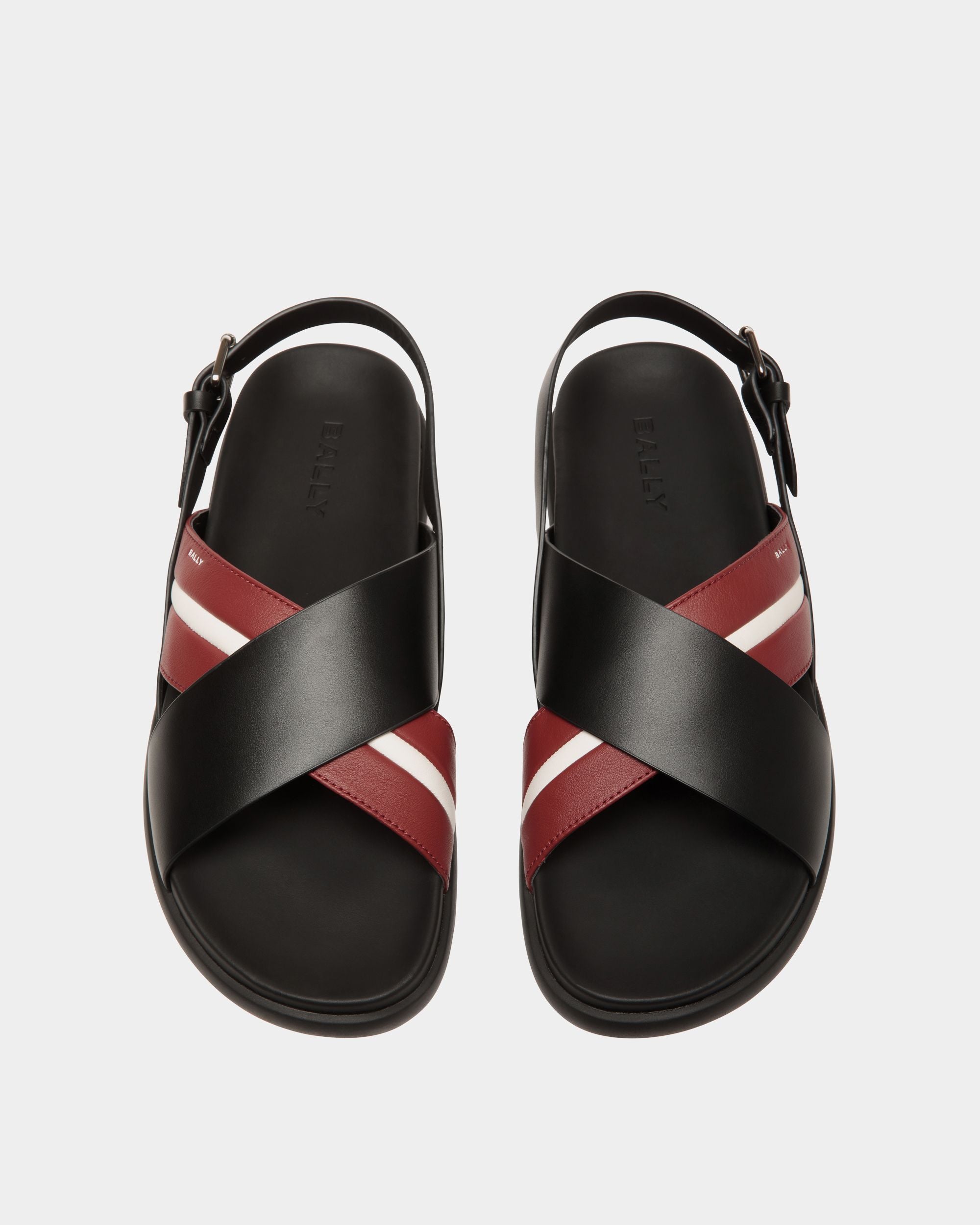 Bally Global - Newport Sandal in Black And Red Leather - Black