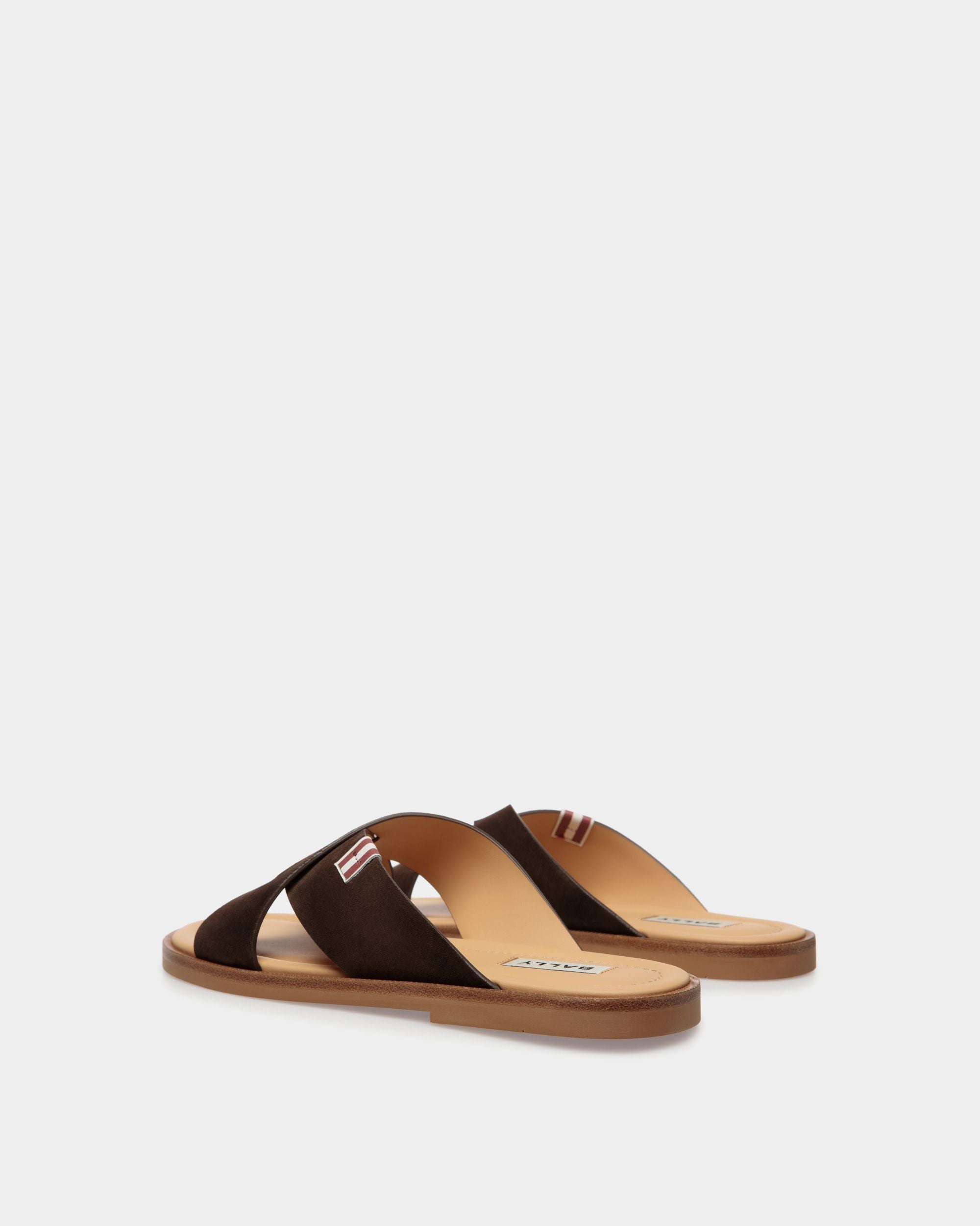 Bally Global - Glide Sandal in Ebano Suede Leather - Brown