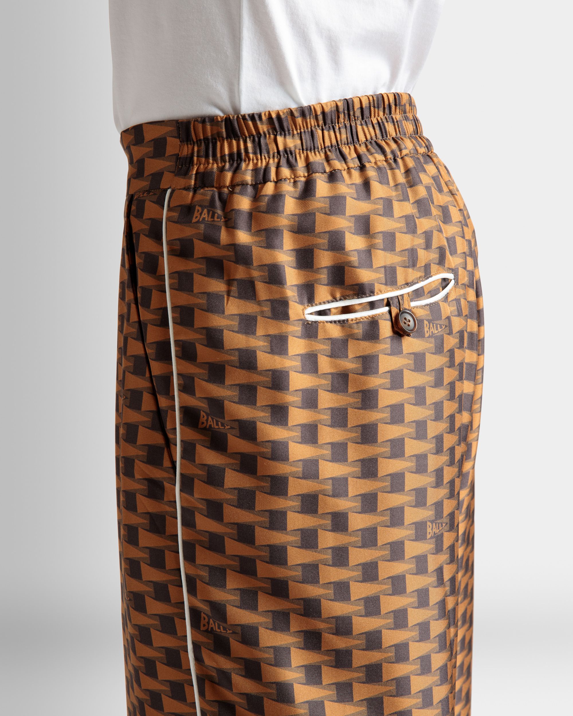 Bally Global - Pennant Print Pants In Brown Silk - Brown