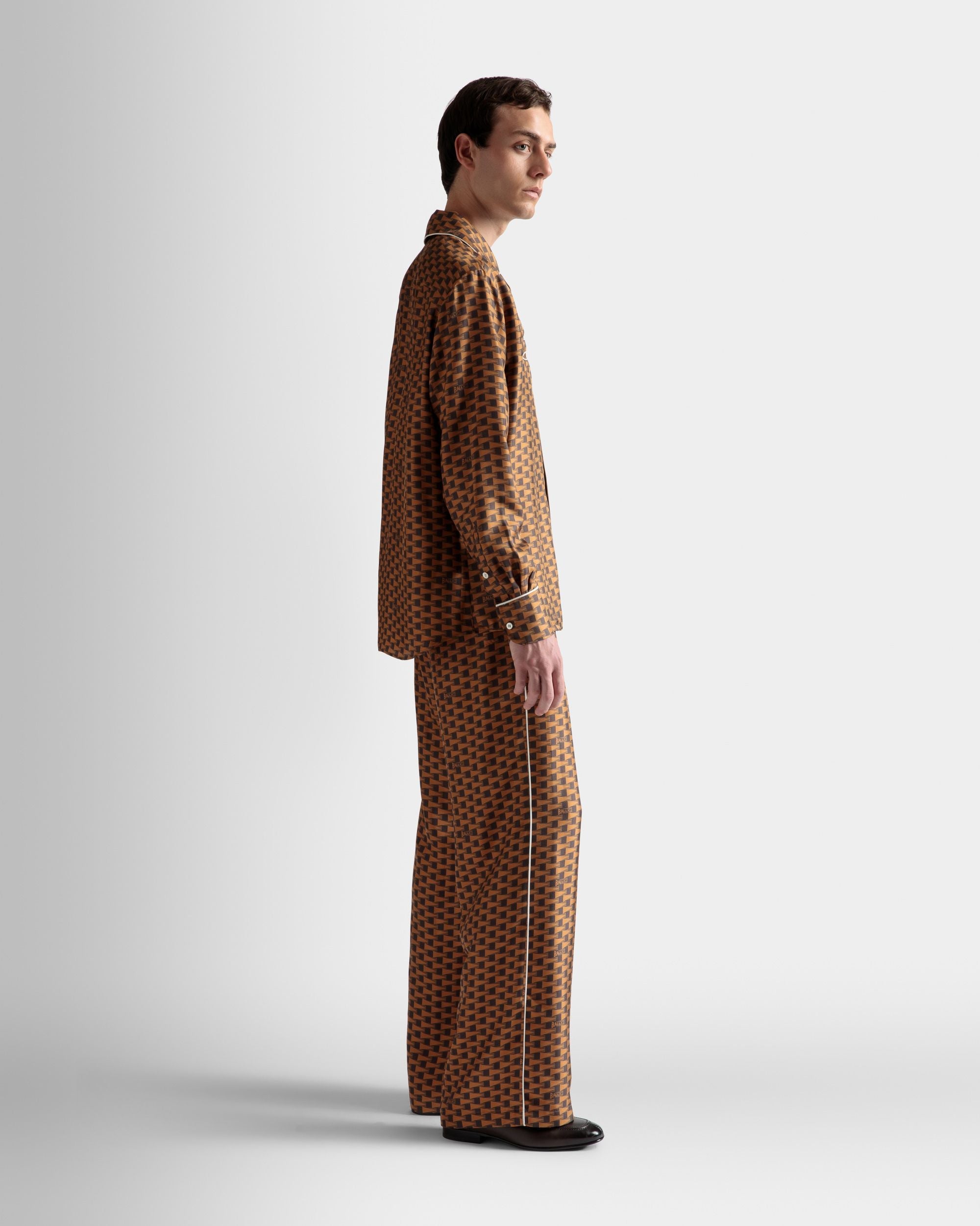Bally Global - Pennant Print Pants In Brown Silk - Brown