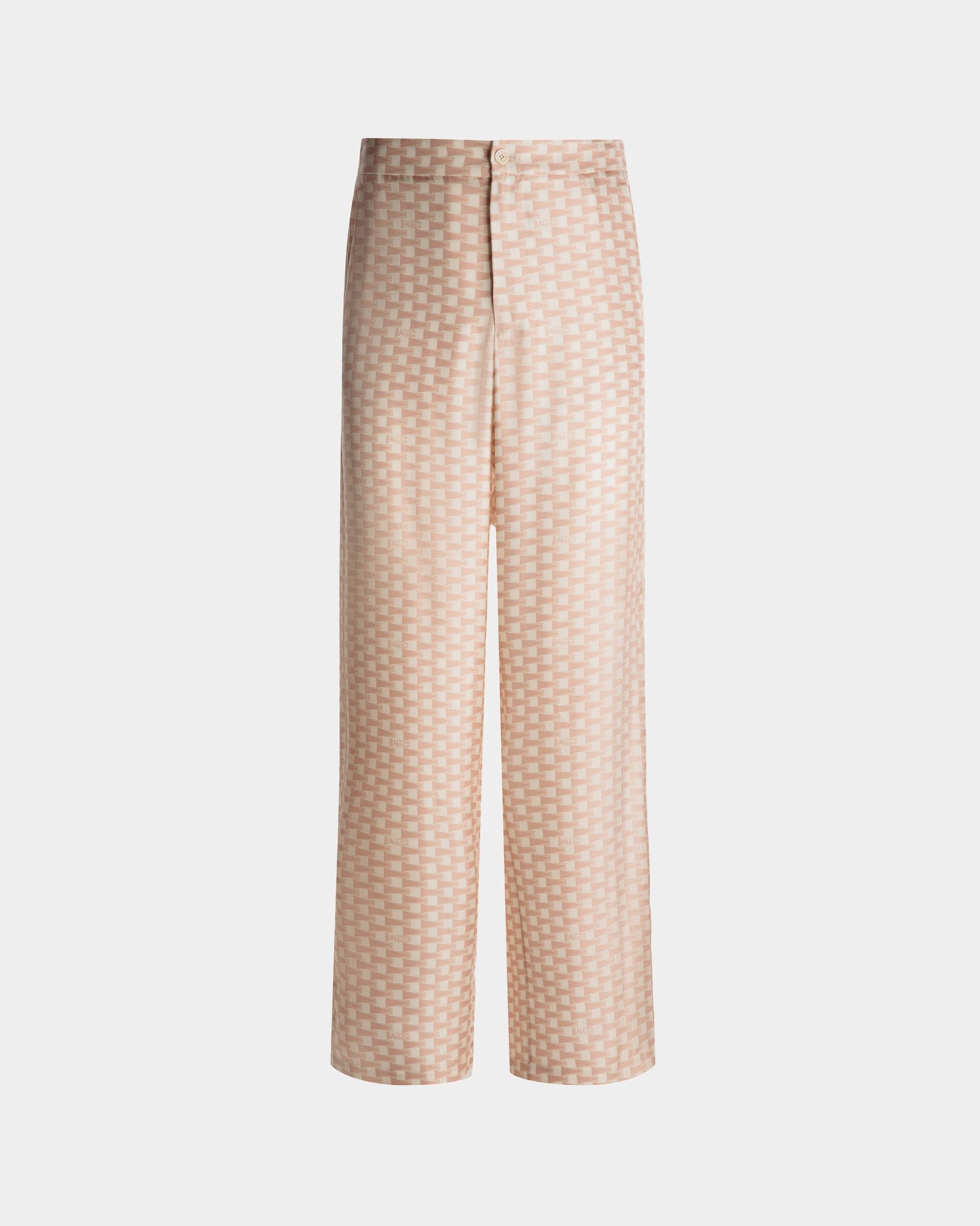 Bally Global - Pennant Print Pants In Dusty Petal Silk - Pink