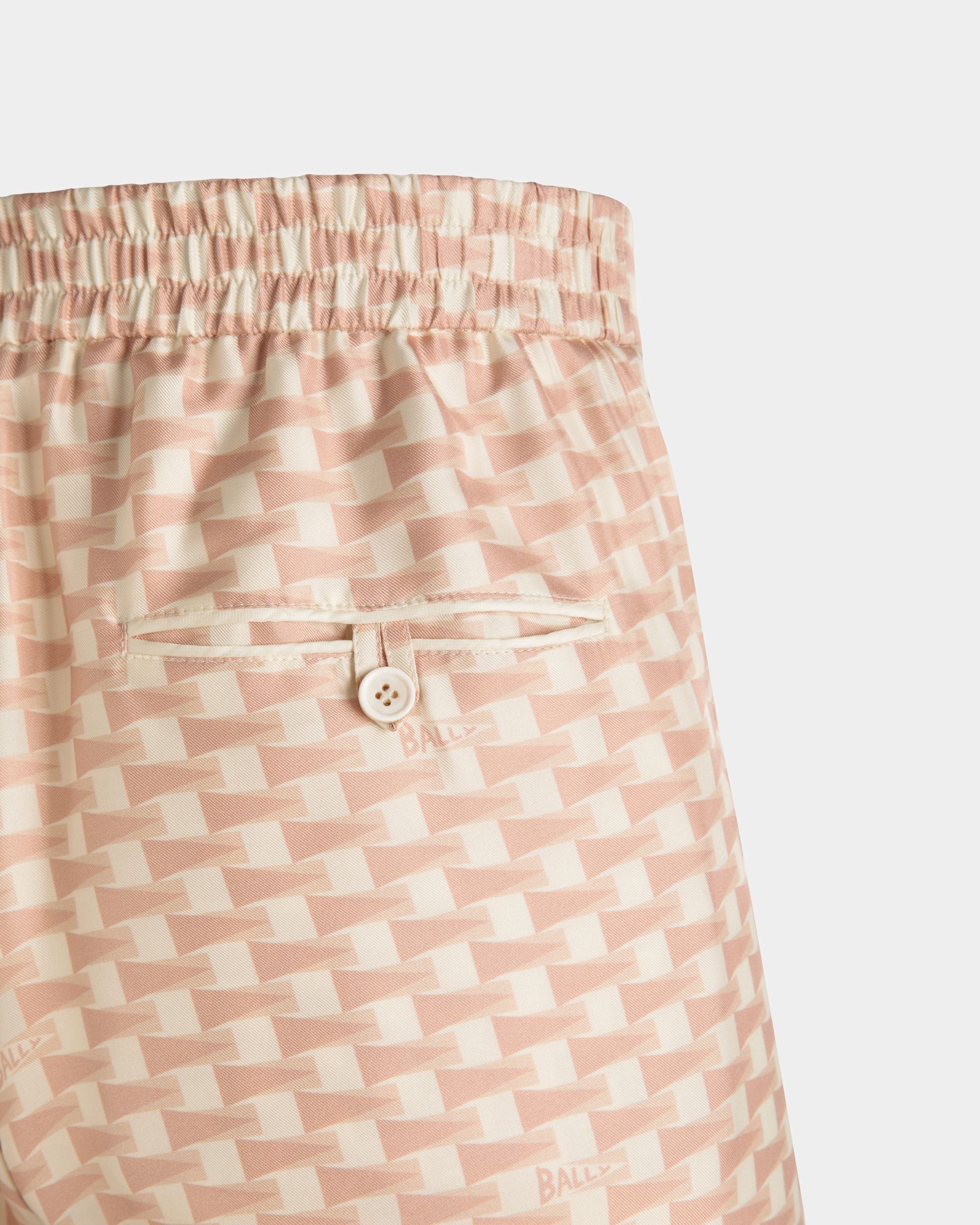 Bally Global - Pennant Print Pants In Dusty Petal Silk - Pink