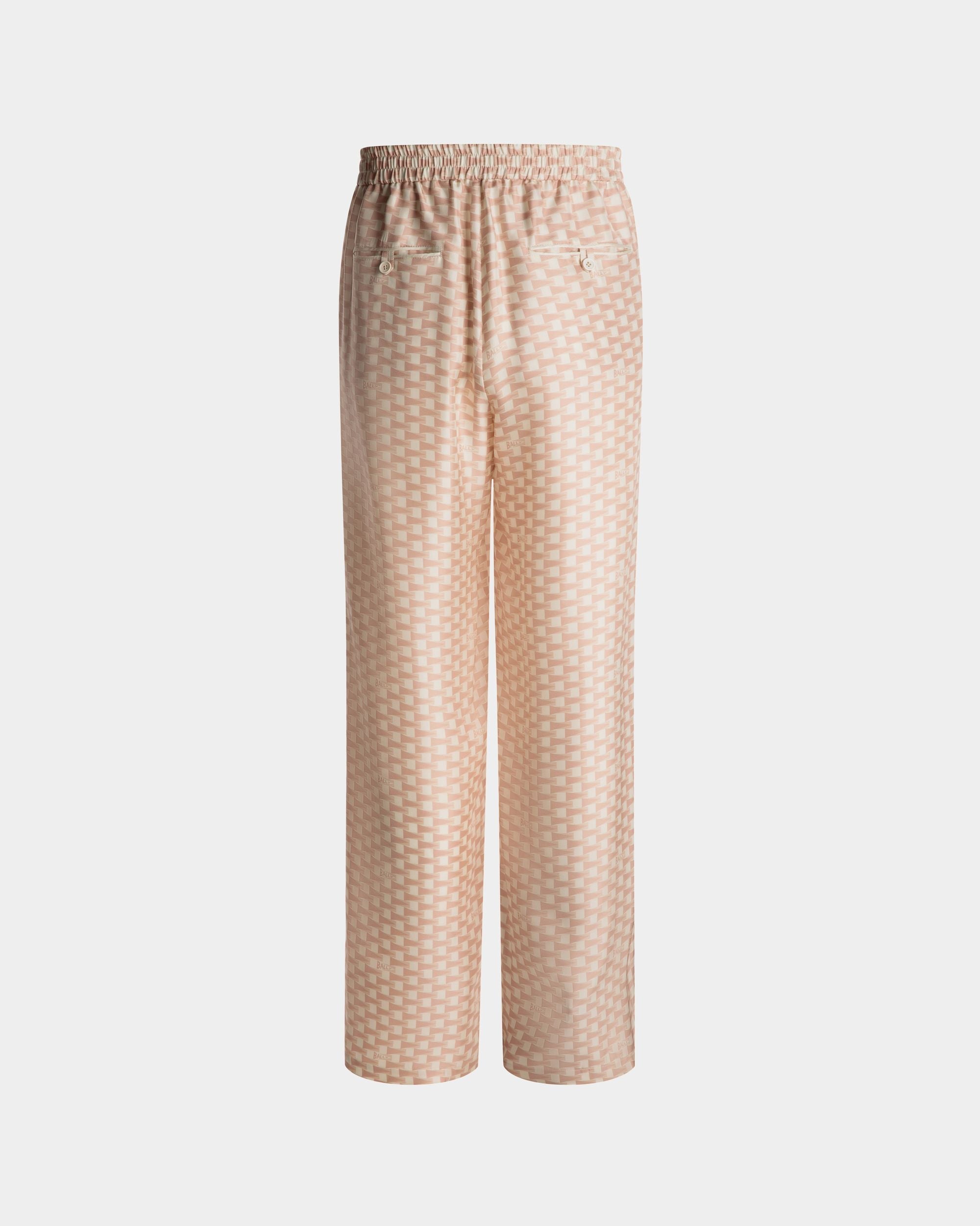 Bally Global - Pennant Print Pants In Dusty Petal Silk - Pink