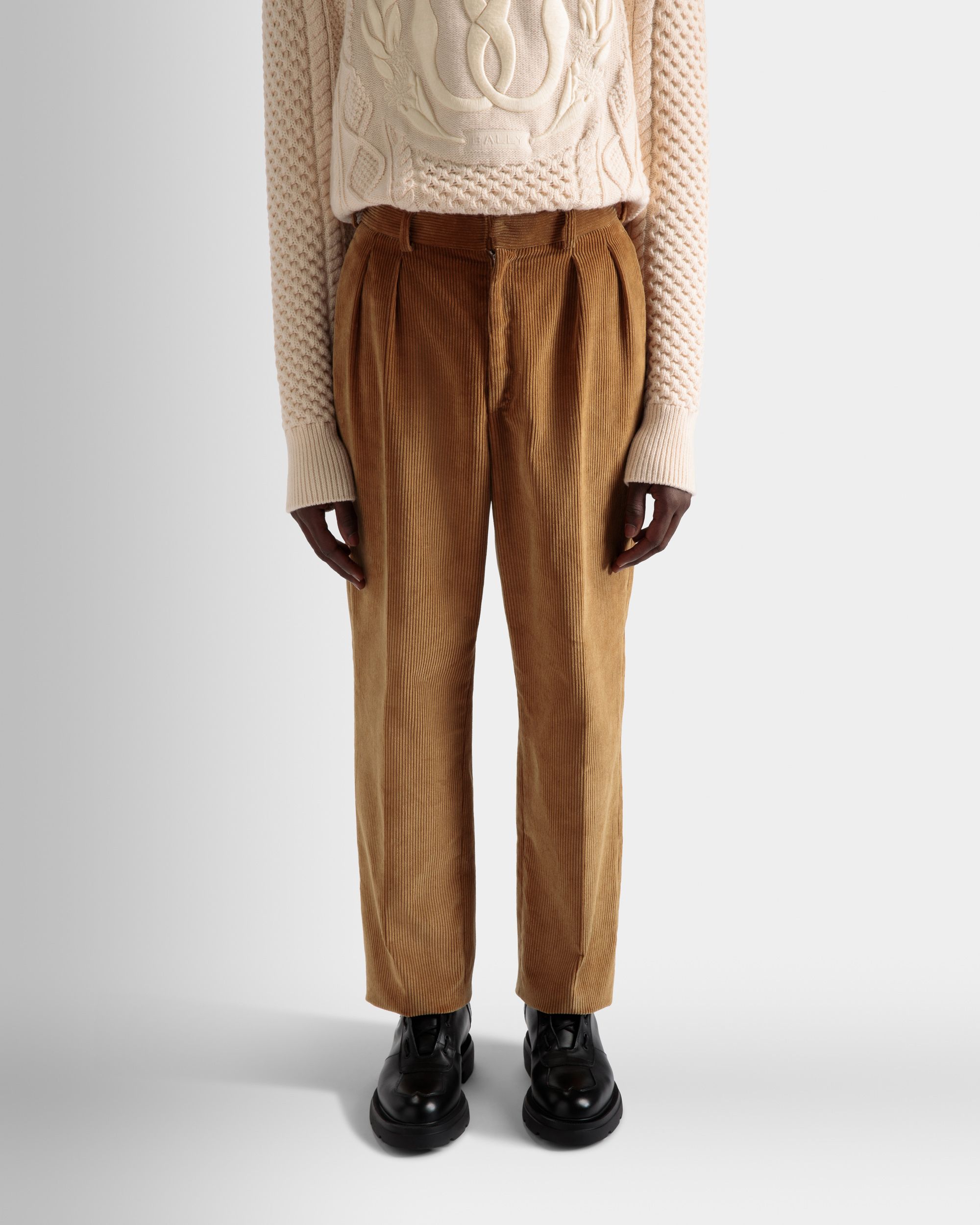 Bally Global - Corduroy Tailored Pants In Camel Cotton - Brown