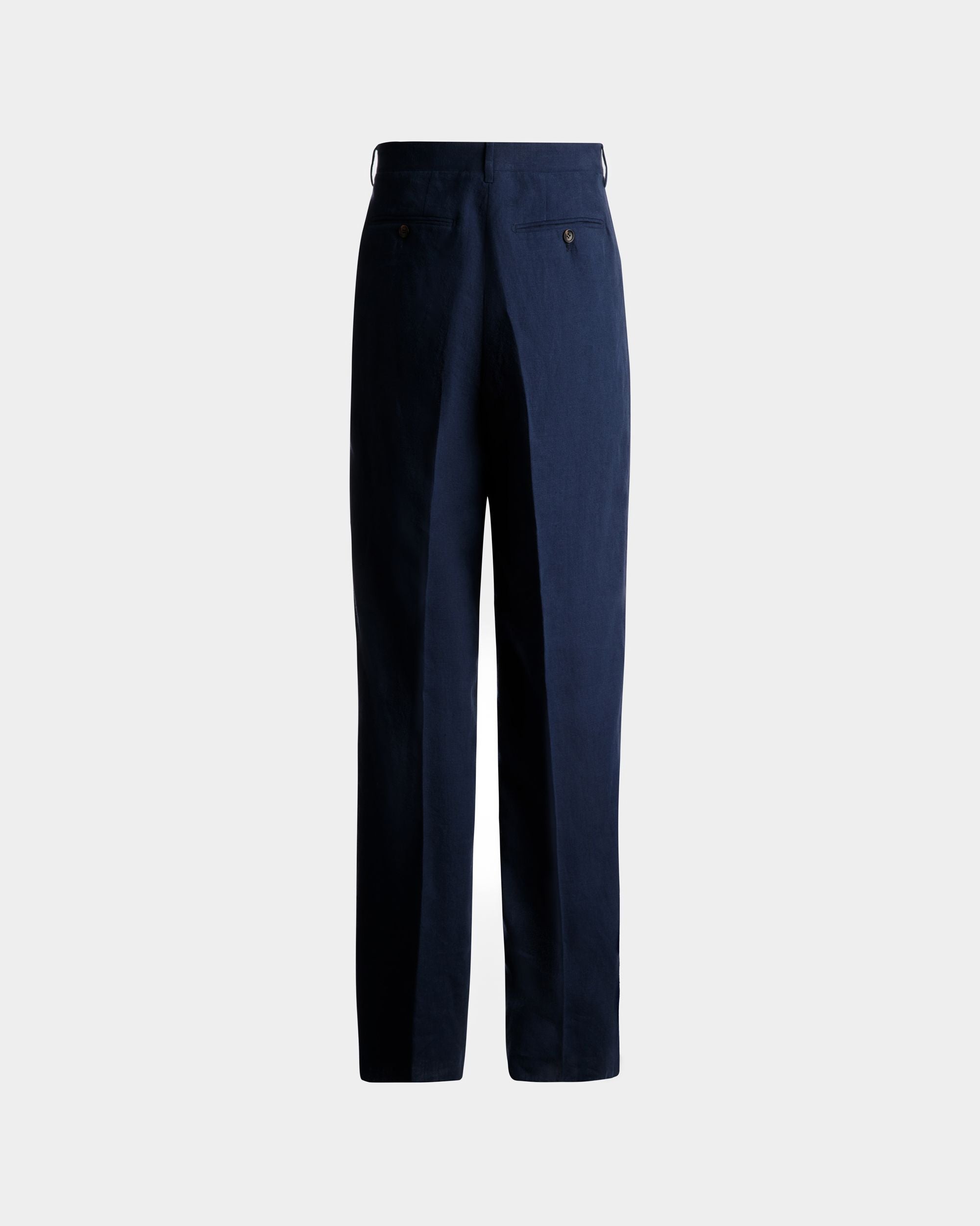 Bally Global - Pants in Navy Blue Linen - Blue