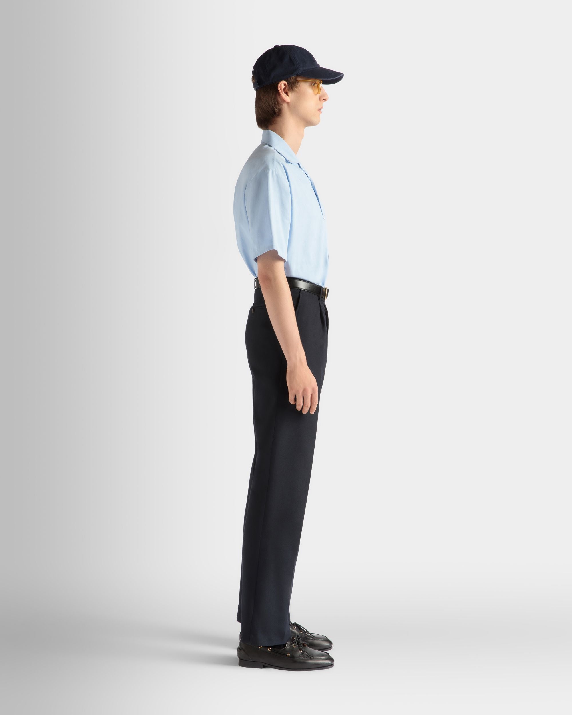 Bally Global - Pants in Navy Blue Wool Blend - Blue