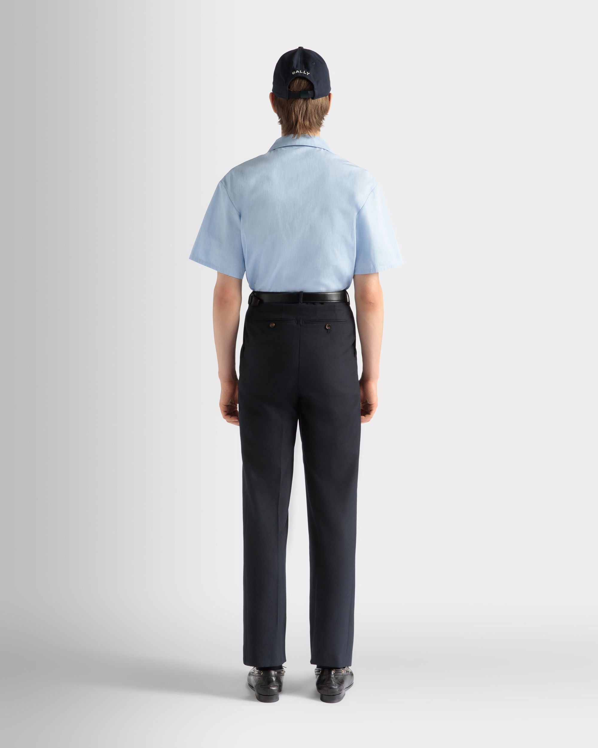Bally Global - Pants in Navy Blue Wool Blend - Blue