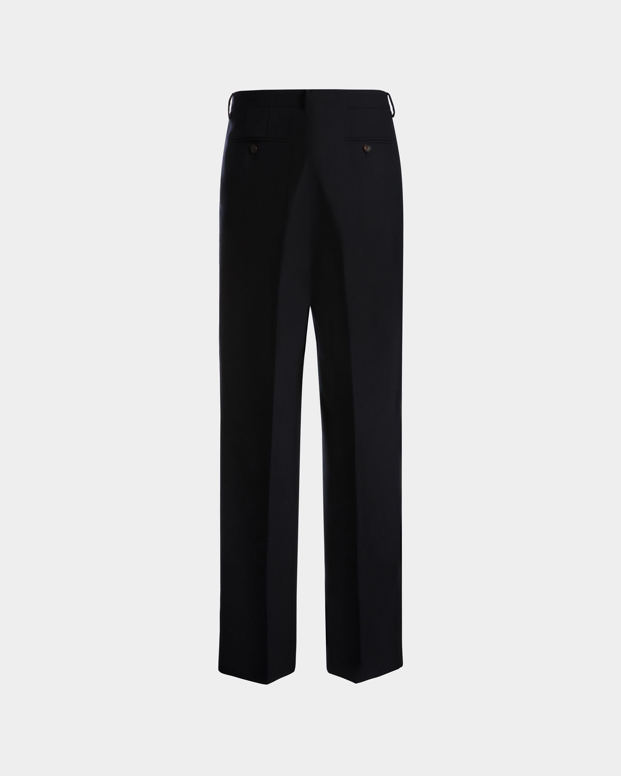 Bally Global - Pants in Navy Blue Wool Blend - Blue
