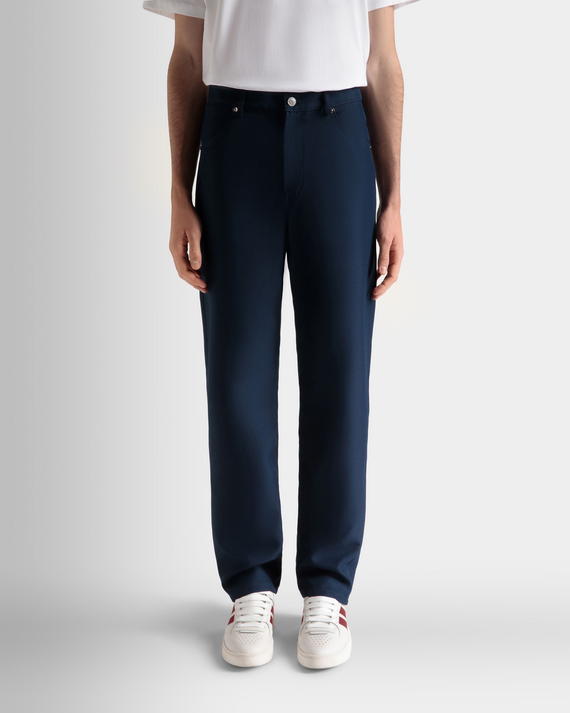 Bally Global - Pants In Dark Blue Synthetic Fabric - Blue