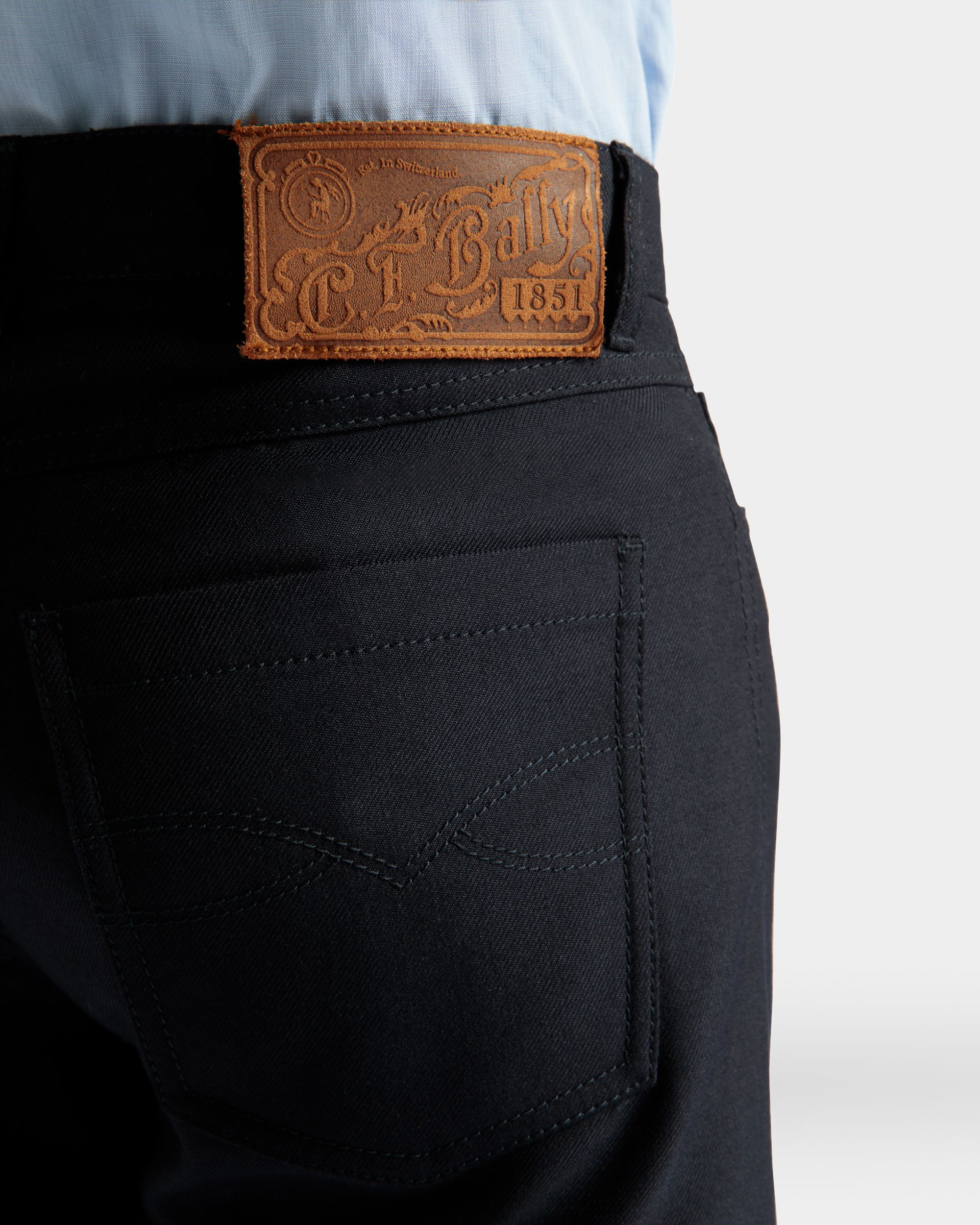 Bally Global - Pants in Navy Blue Wool Blend - Blue