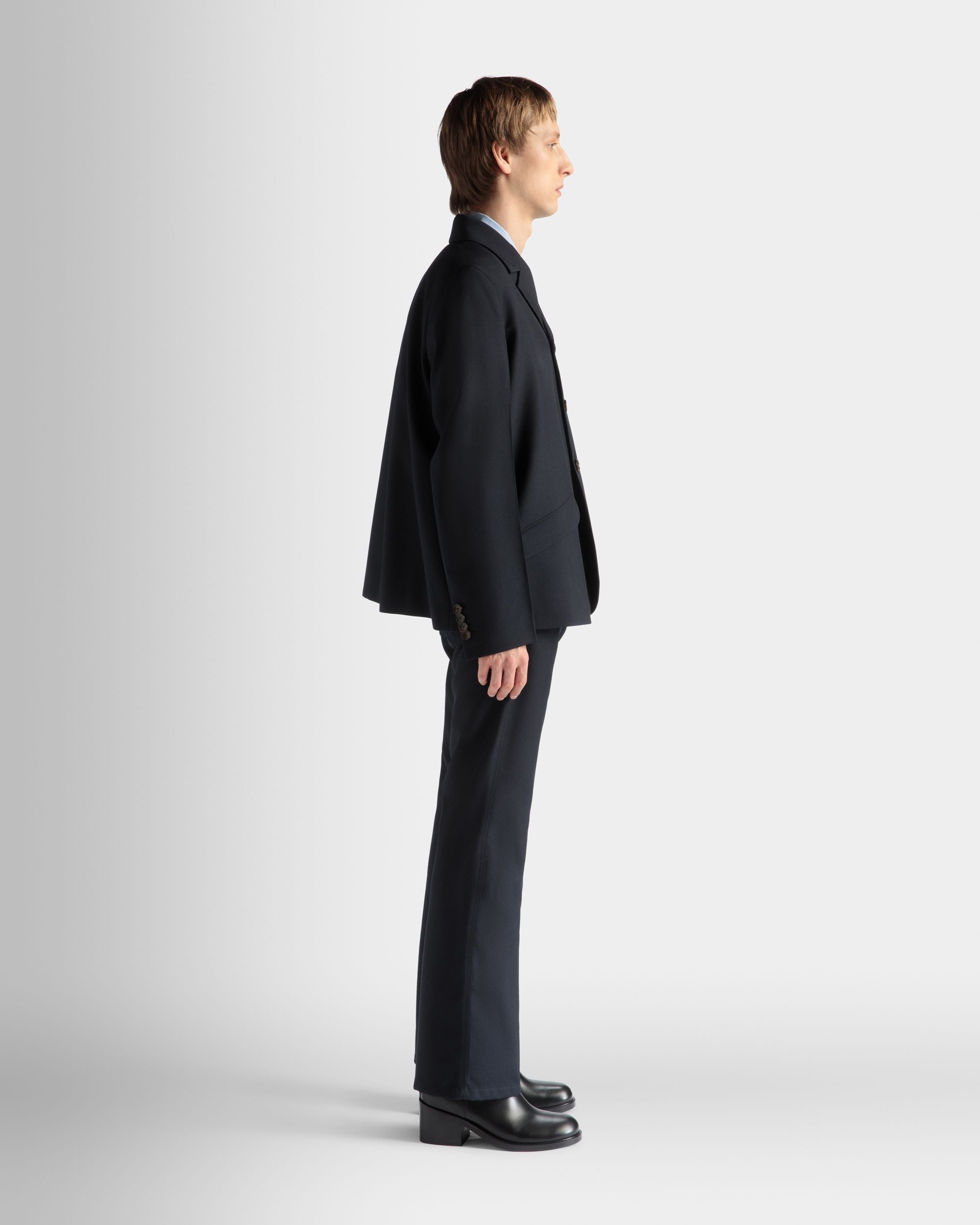 Bally Global - Pants in Navy Blue Wool Blend - Blue