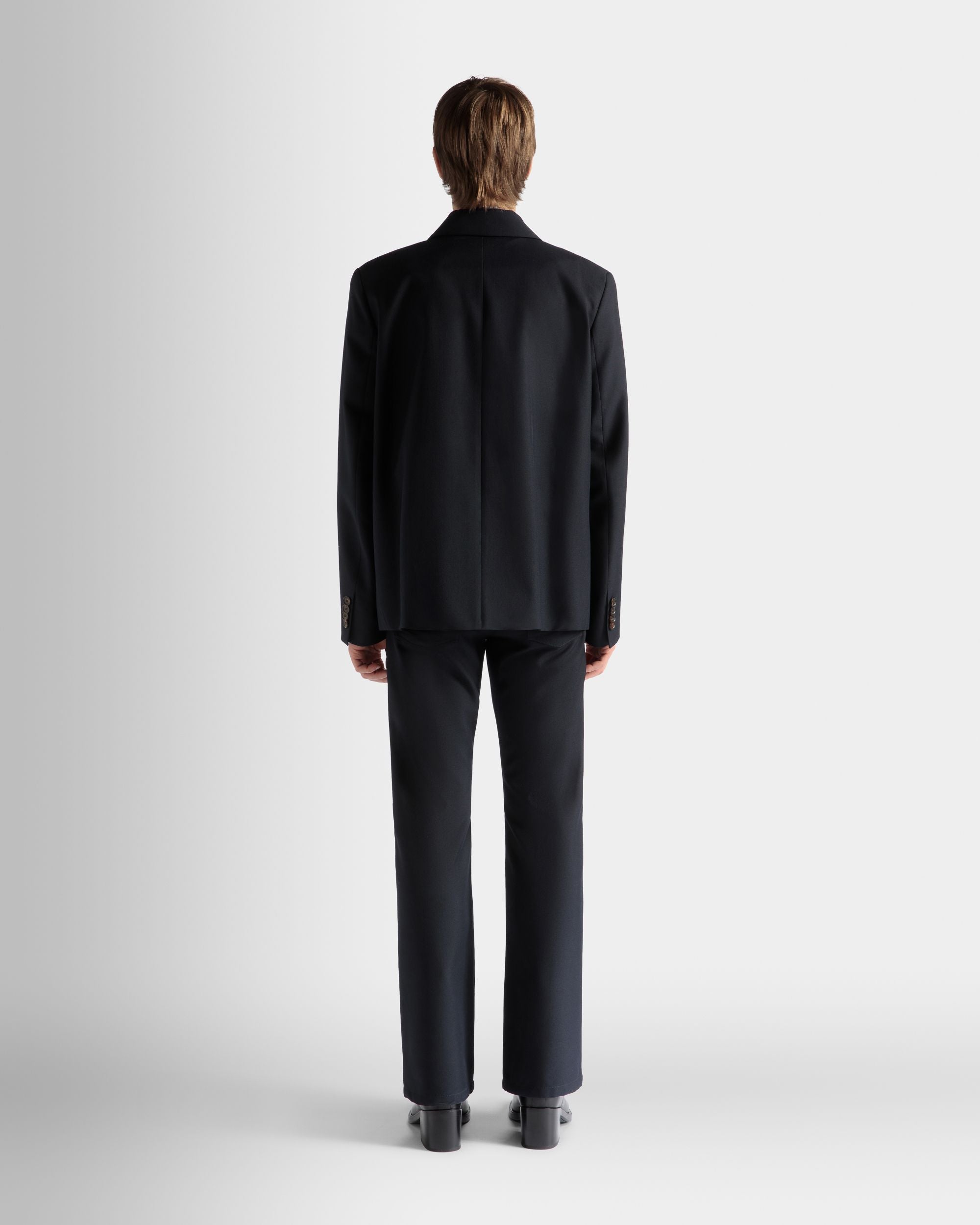 Bally Global - Pants in Navy Blue Wool Blend - Blue