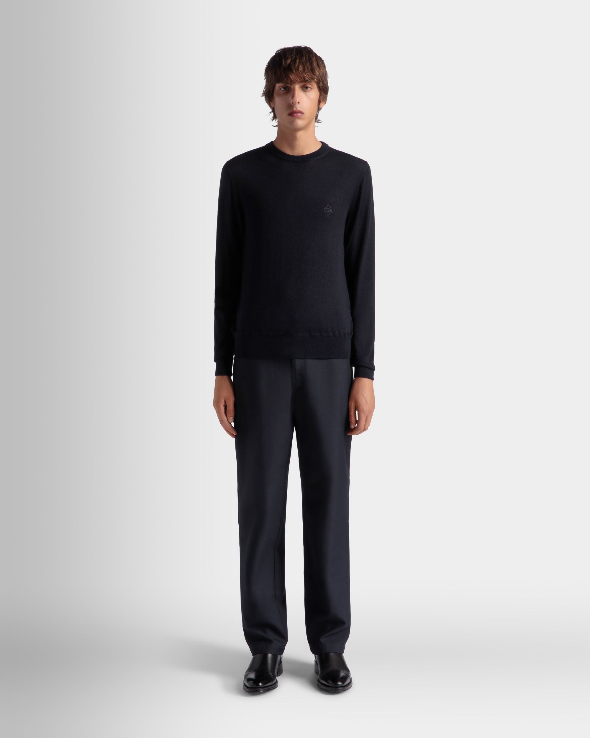 Bally Global - Adrien Brody Travel Collection Chino Pants In Navy Blue Wool Blend - Blue