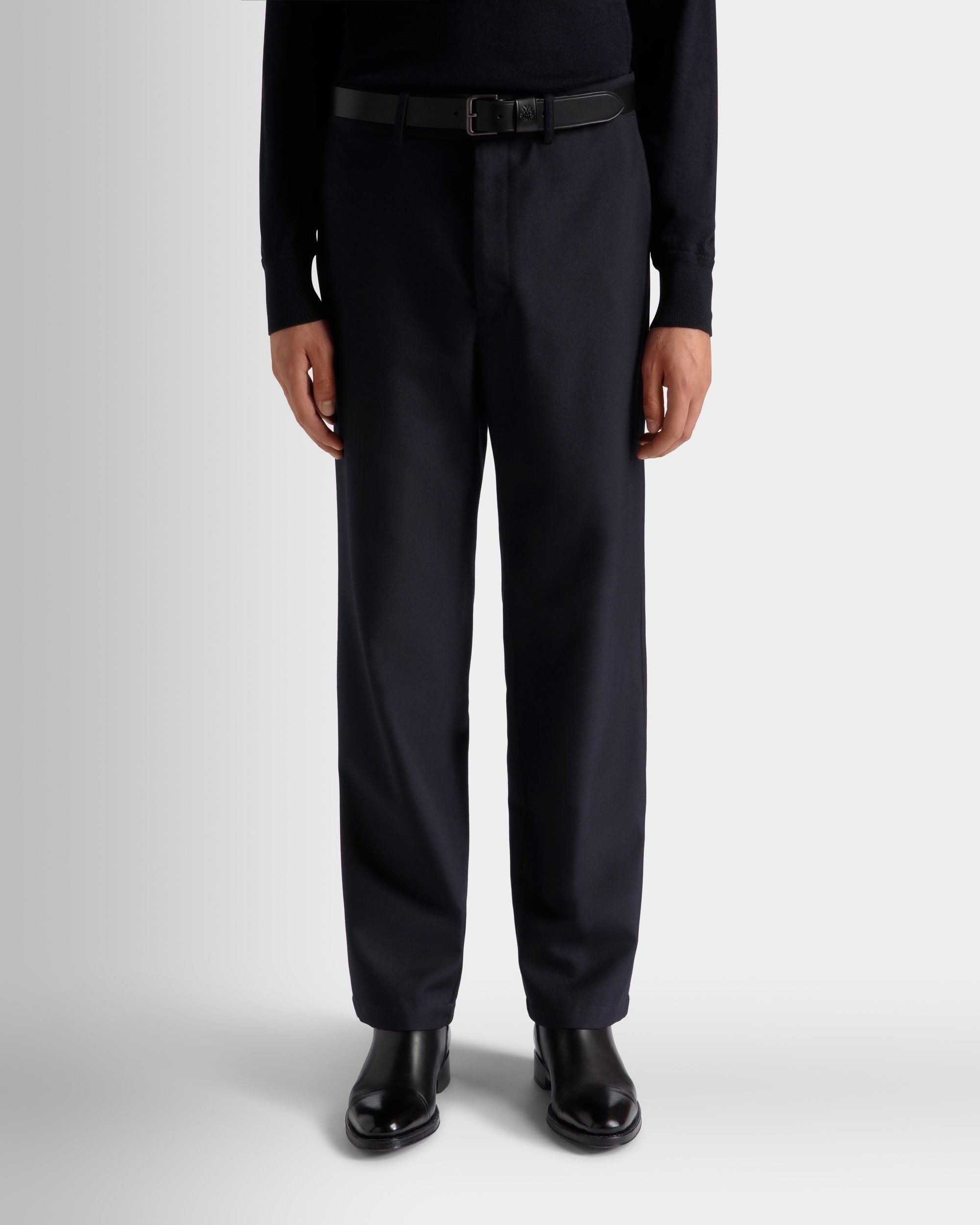 Bally Global - Adrien Brody Travel Collection Chino Pants In Navy Blue Wool Blend - Blue