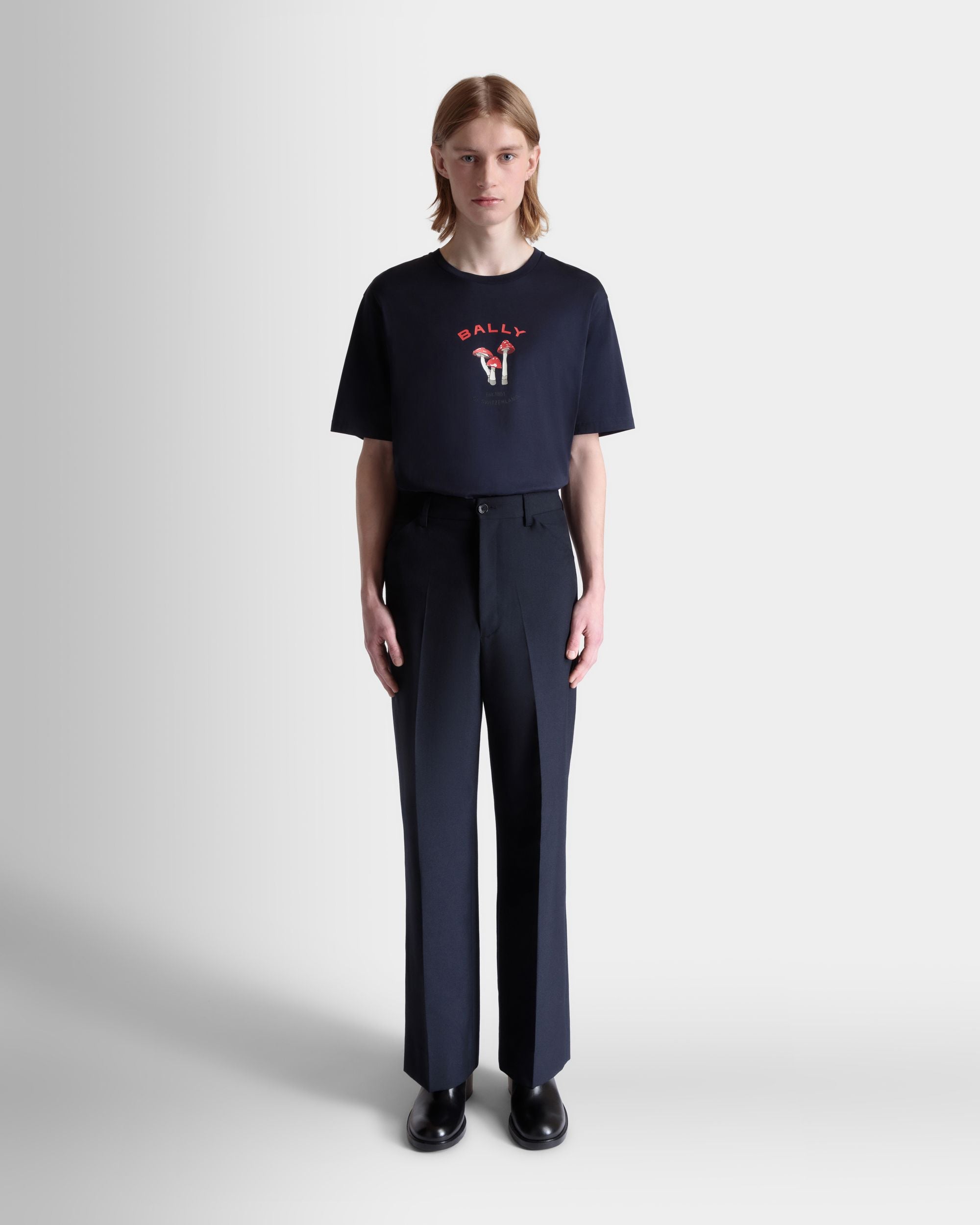 Bally Global - Tailored Pants in Navy Blue Wool Blend - Blue