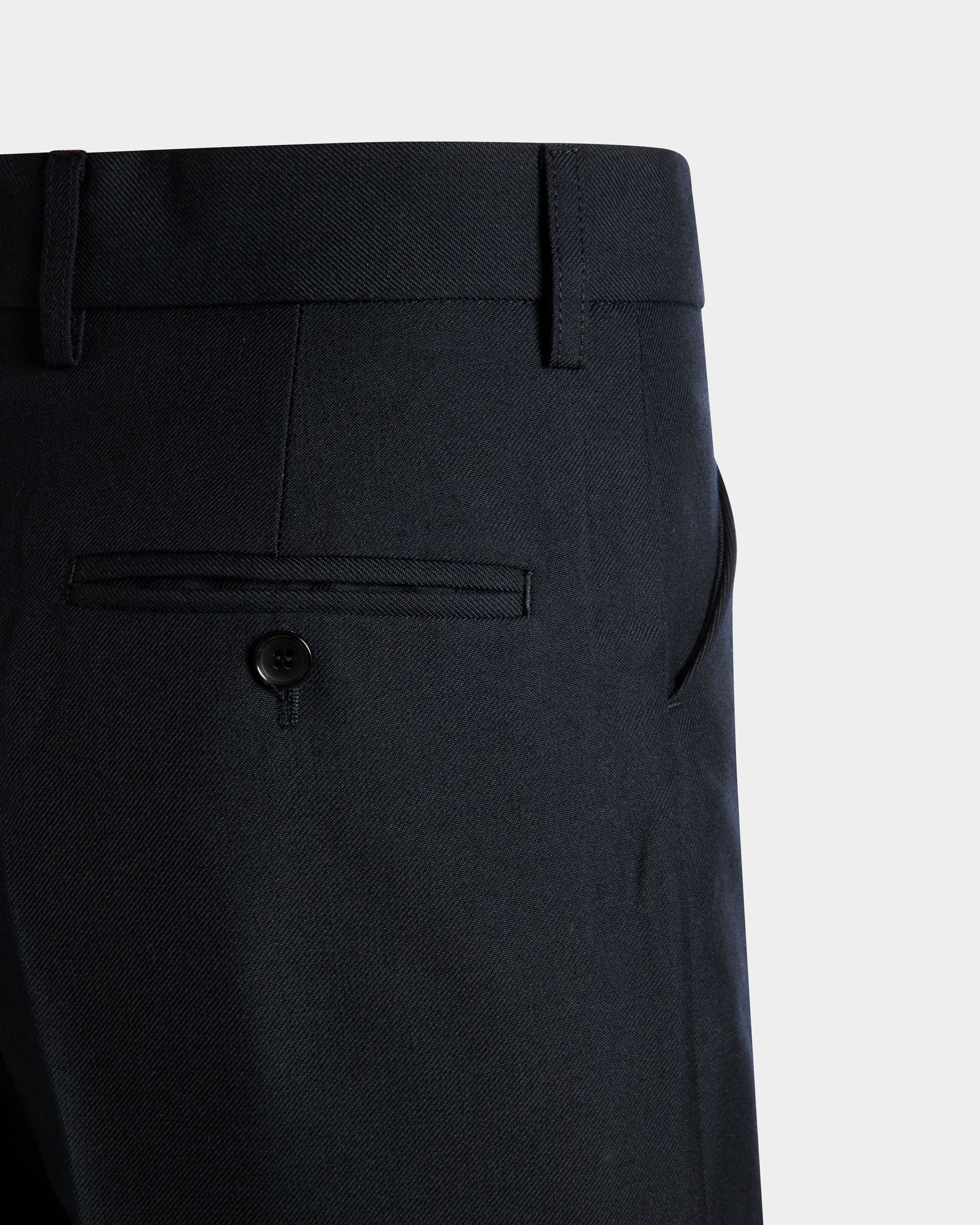 Bally Global - Tailored Pants in Navy Blue Wool Blend - Blue