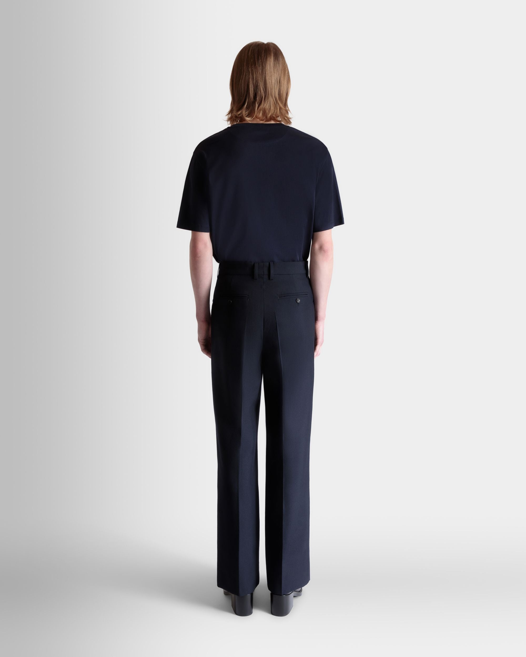 Bally Global - Tailored Pants in Navy Blue Wool Blend - Blue