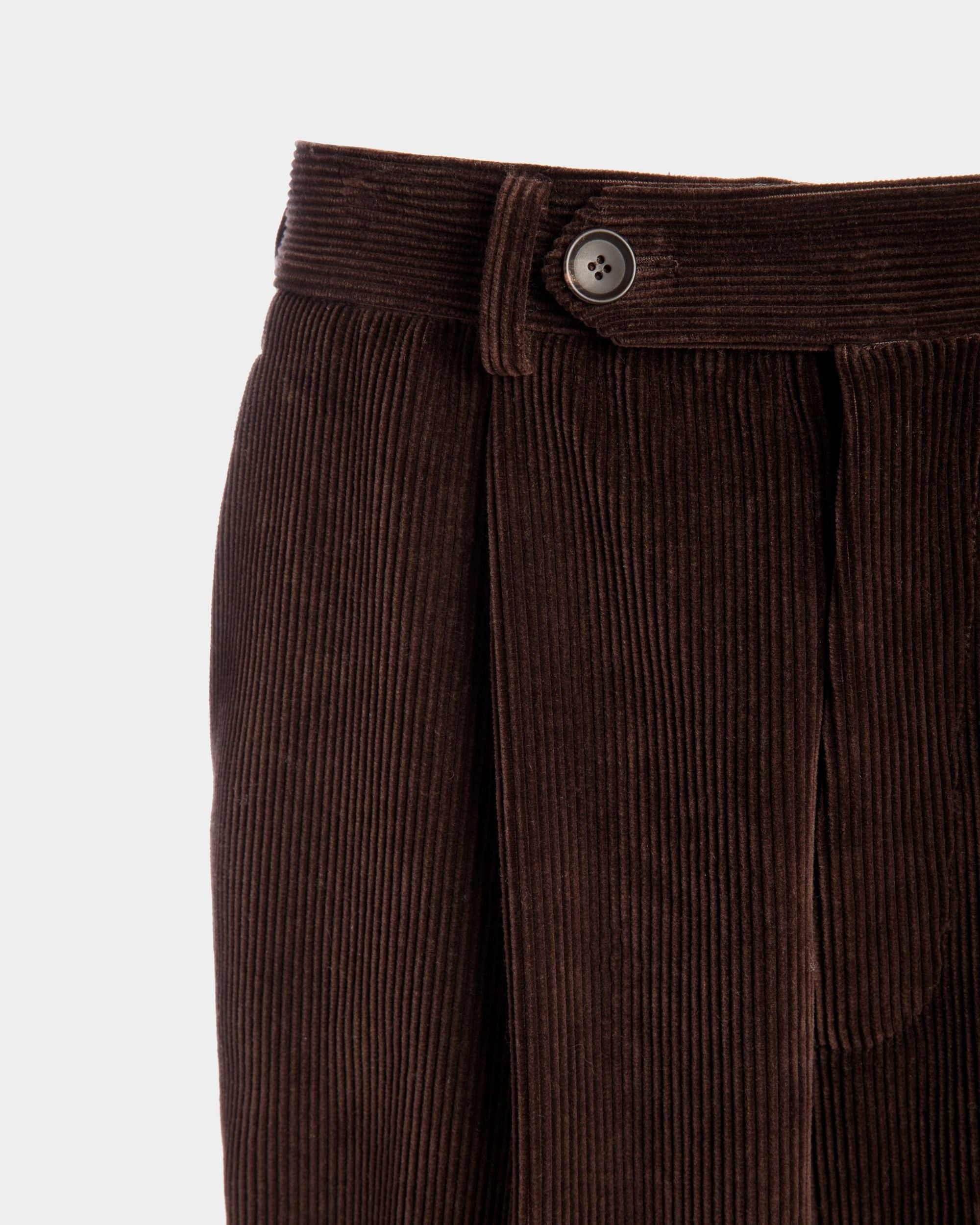 Bally Global - Winter Capsule Pleated Pants in Ebano Cotton Corduroy - Brown