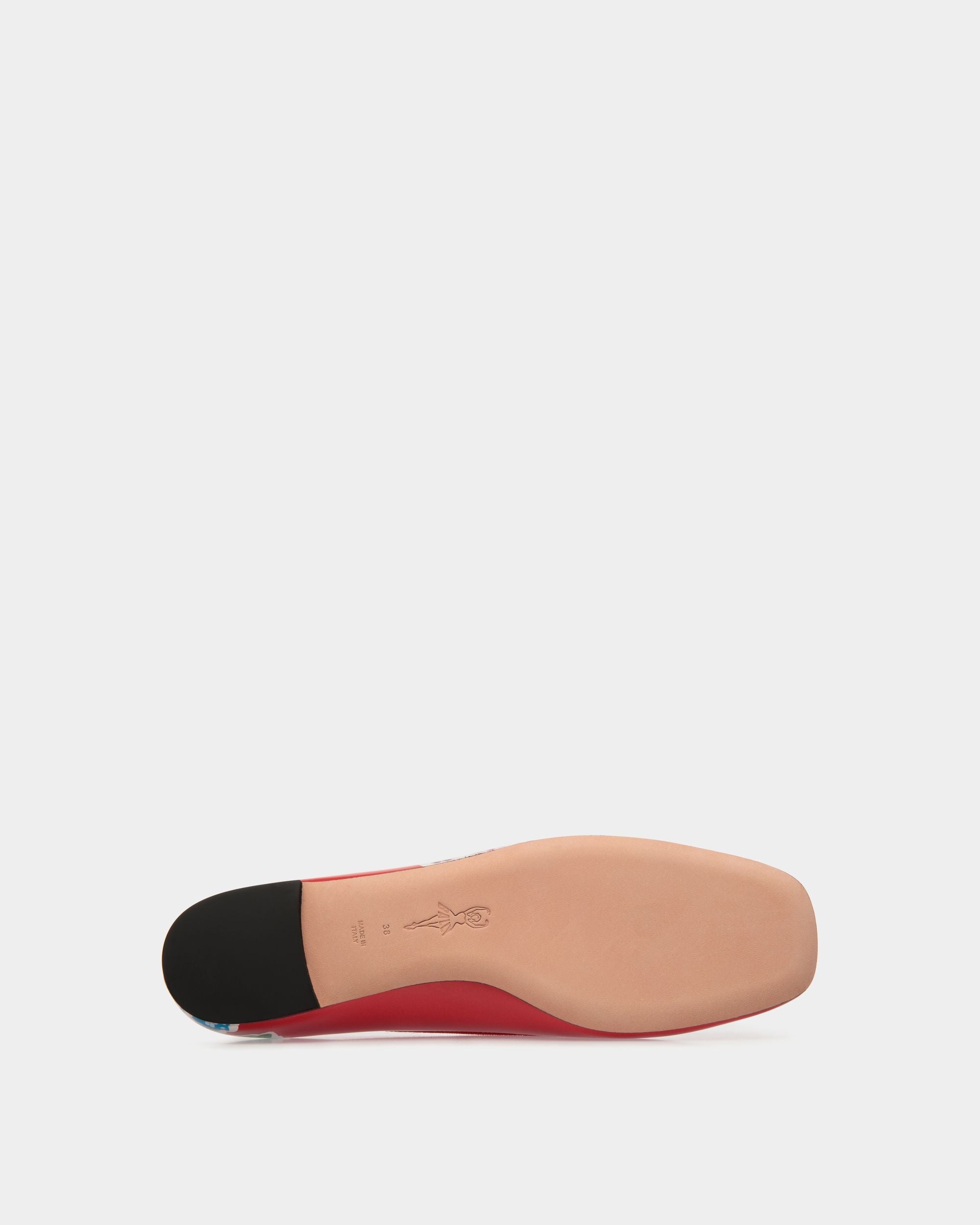 Bally Global - Ballyrina Flat in Strawberry Print Brushed Leather - Red