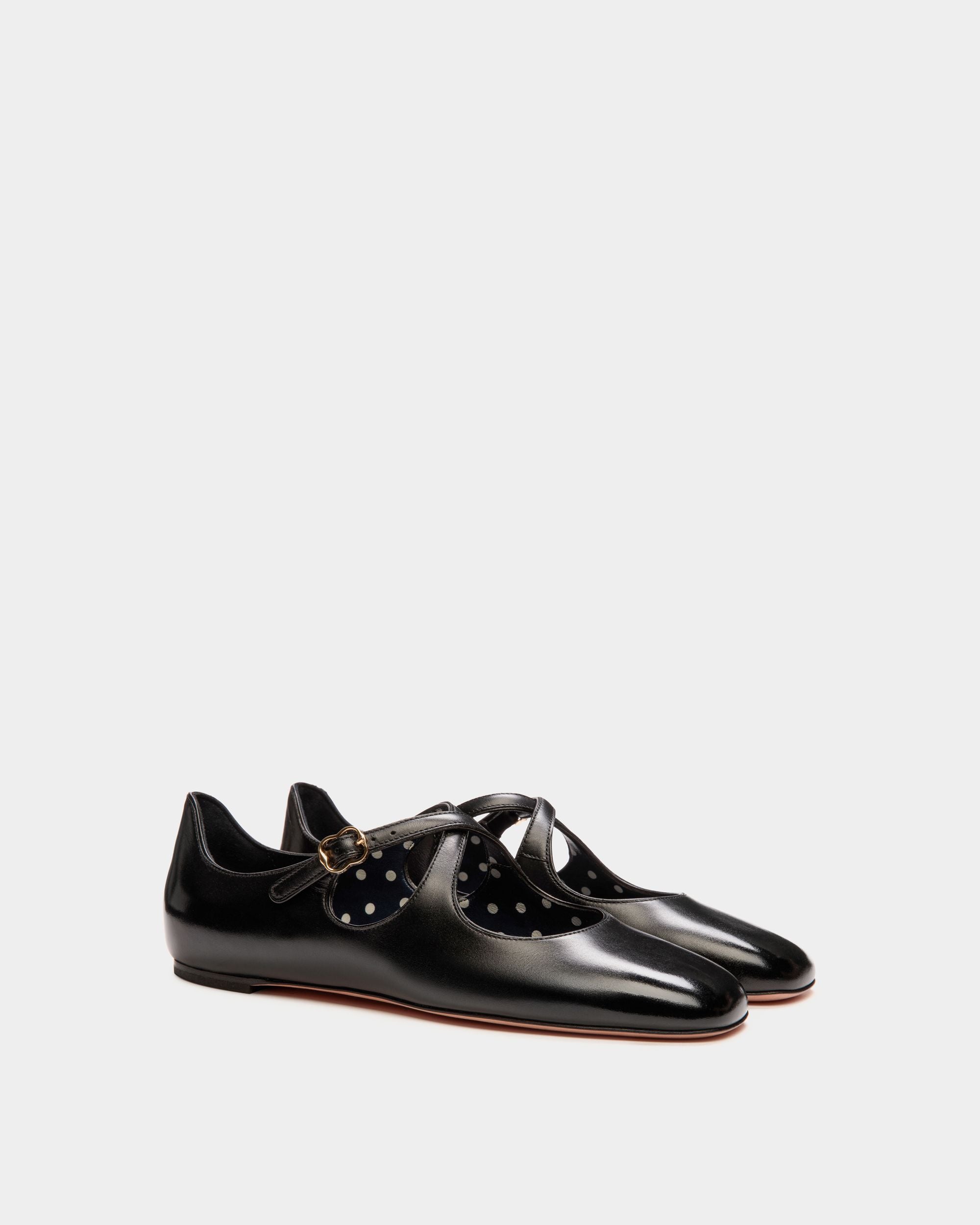 Bally Global - Ballyrina Flat in Black Leather - Black