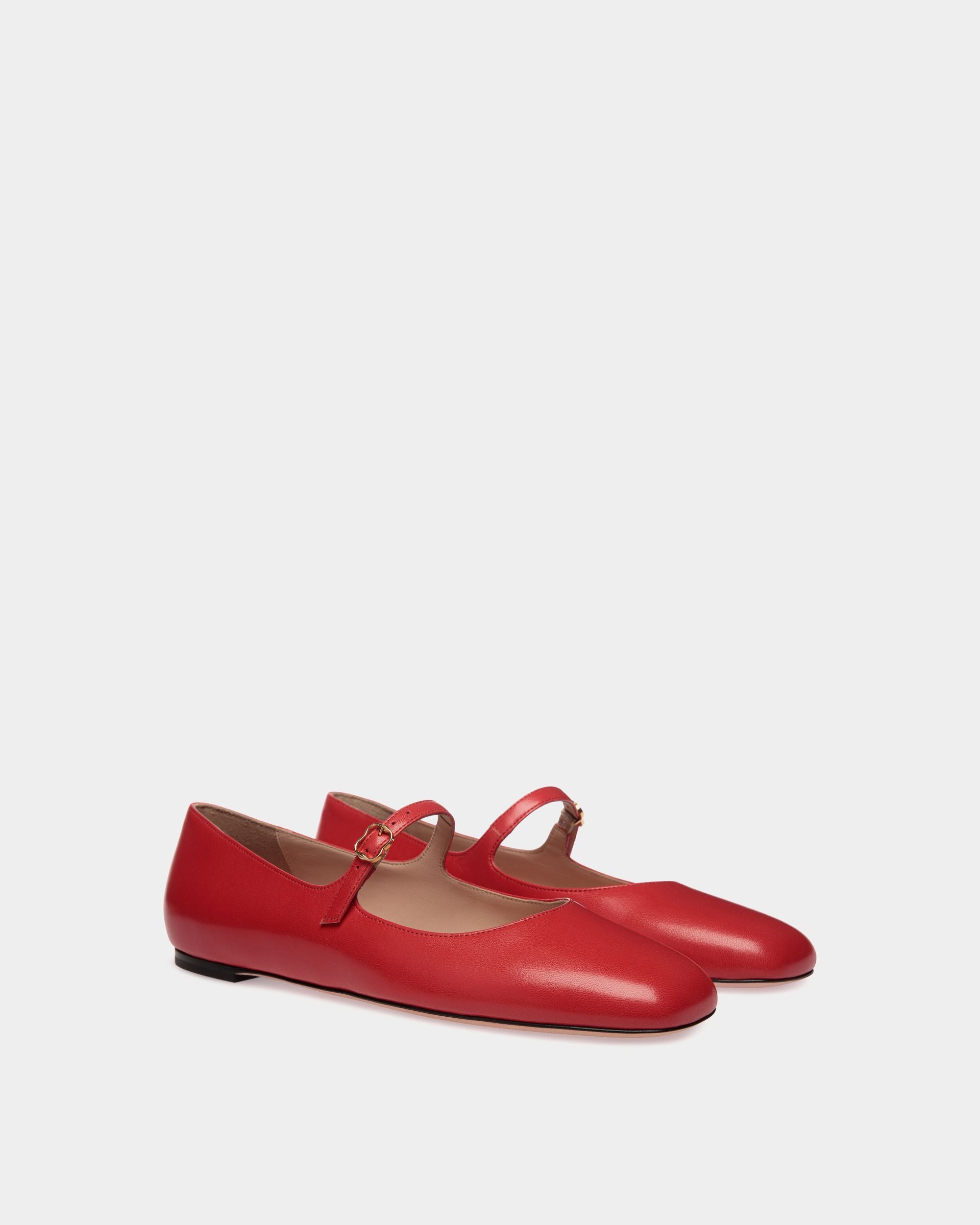 Bally Global - Zapato Plano Ballyrina De Piel Candy Red - Rojo