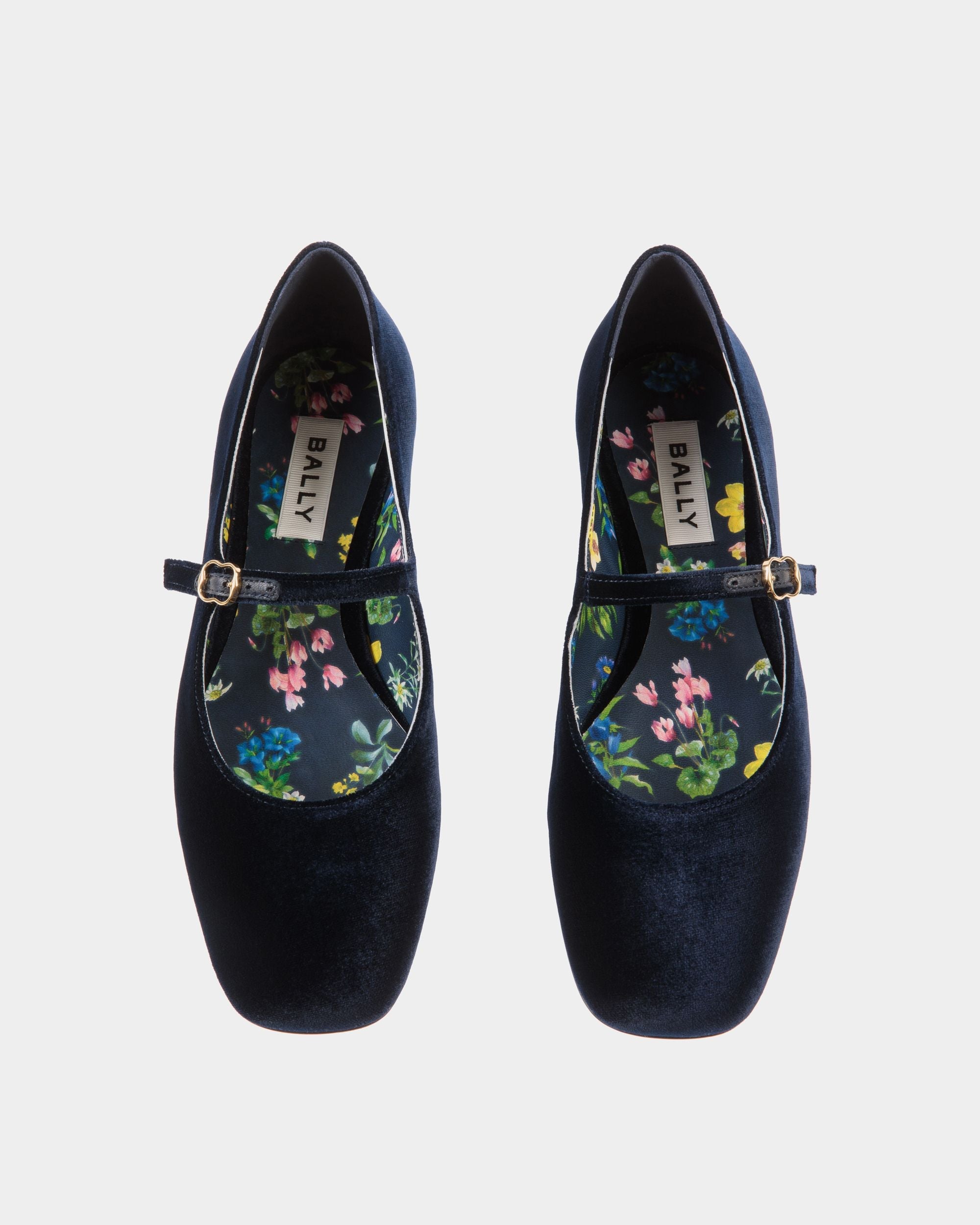 Bally Global - Zapato Plano Ballyrina De Terciopelo Navy Blue - Azul
