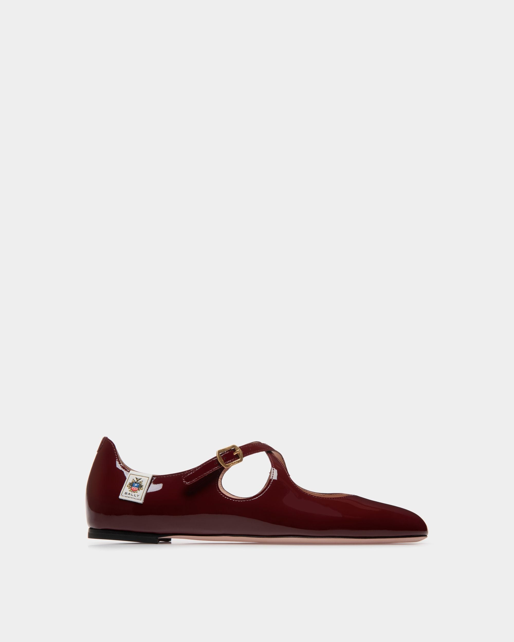 Bally Global - Chaussure À Talon Plat Ballyrina En Cuir Verni Andorra - Bordeaux