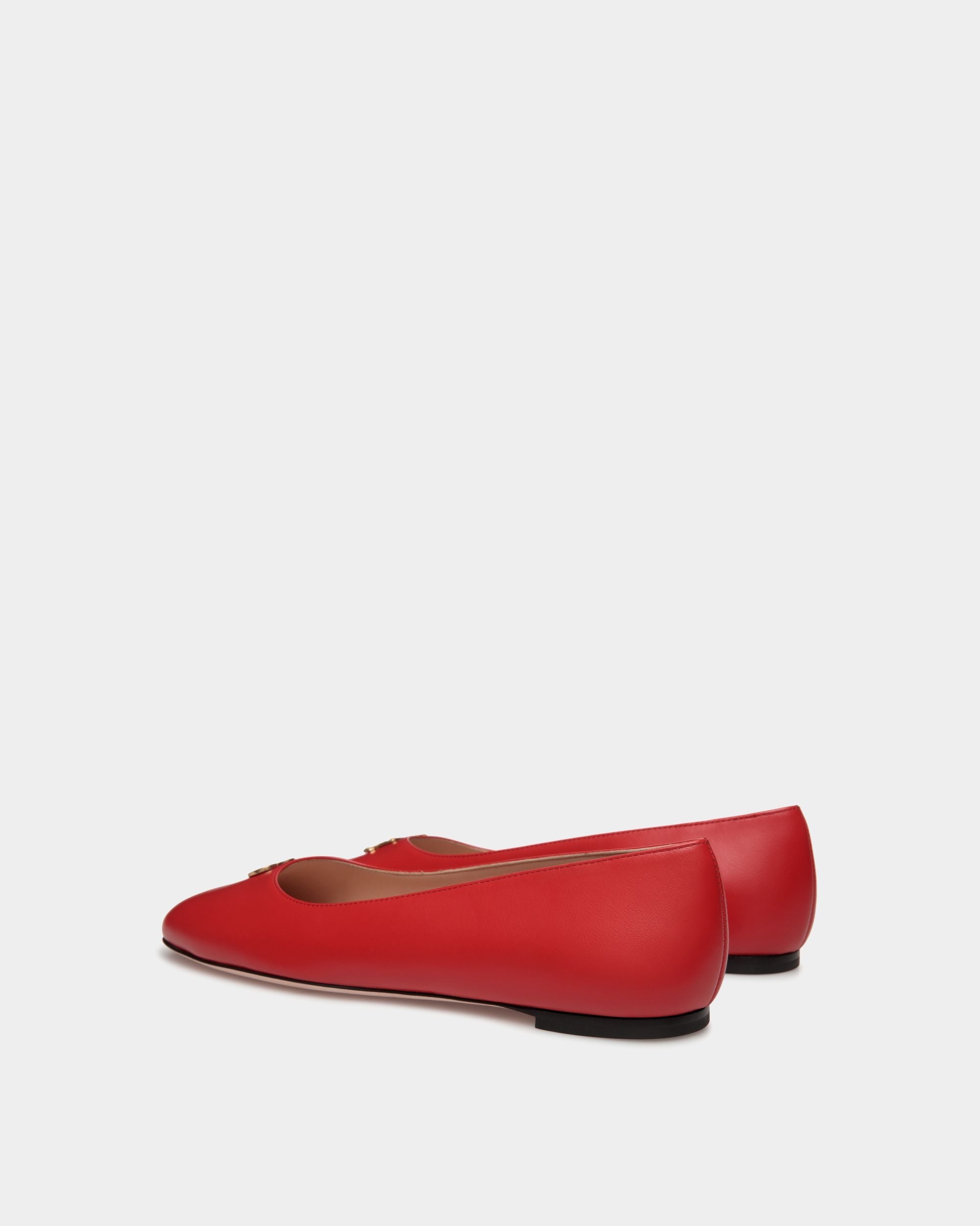 Bally Global - Zapato Plano Estilo Merceditas Ballyrina De Piel Roja - Rojo