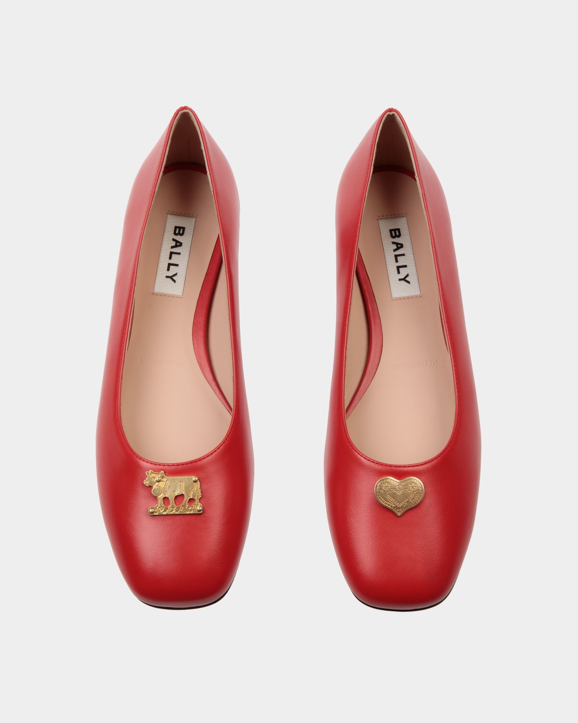 Bally Global - Zapato Plano Estilo Merceditas Ballyrina De Piel Roja - Rojo