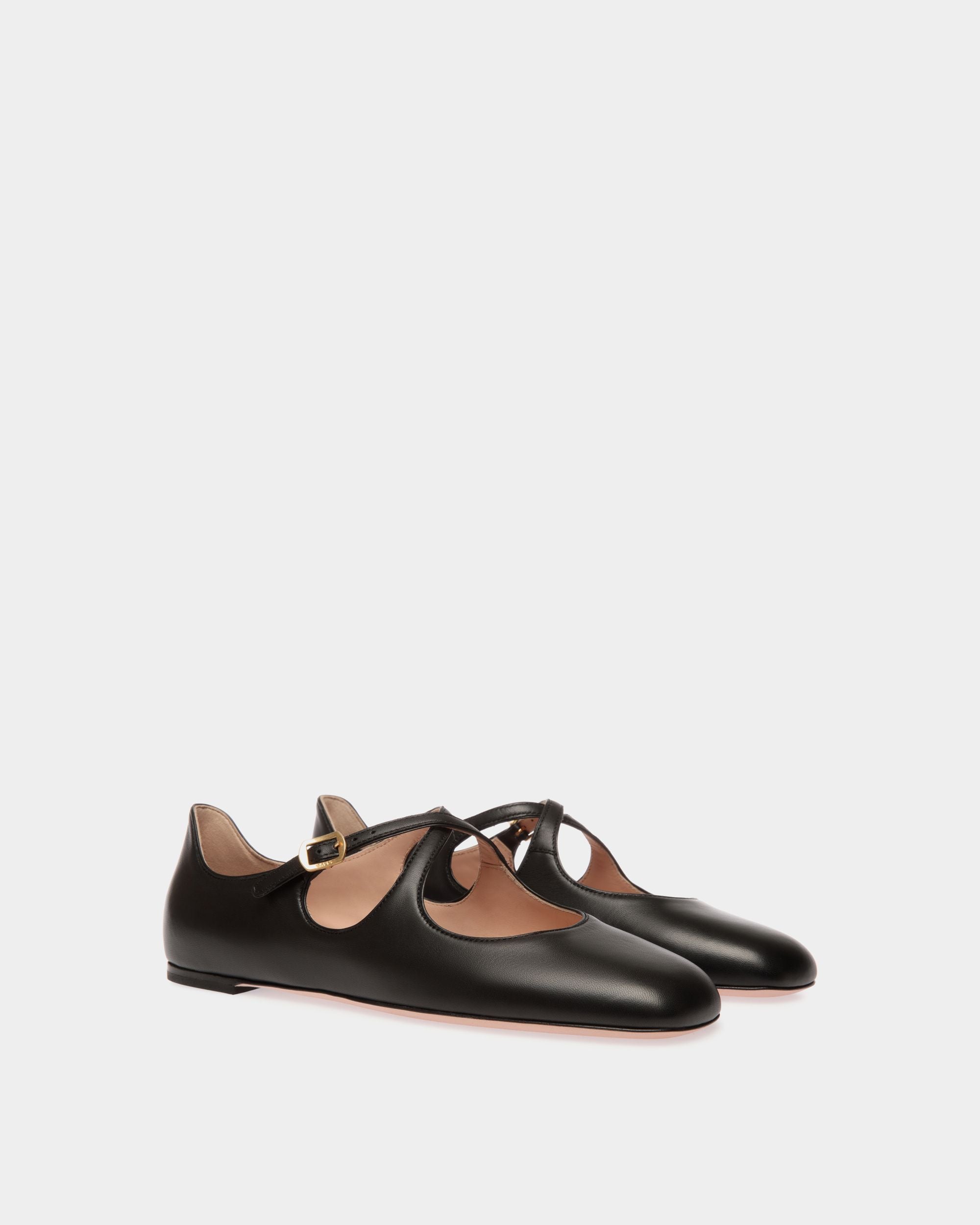 Bally Global - Ballyrina Flat in Black Leather - Noir