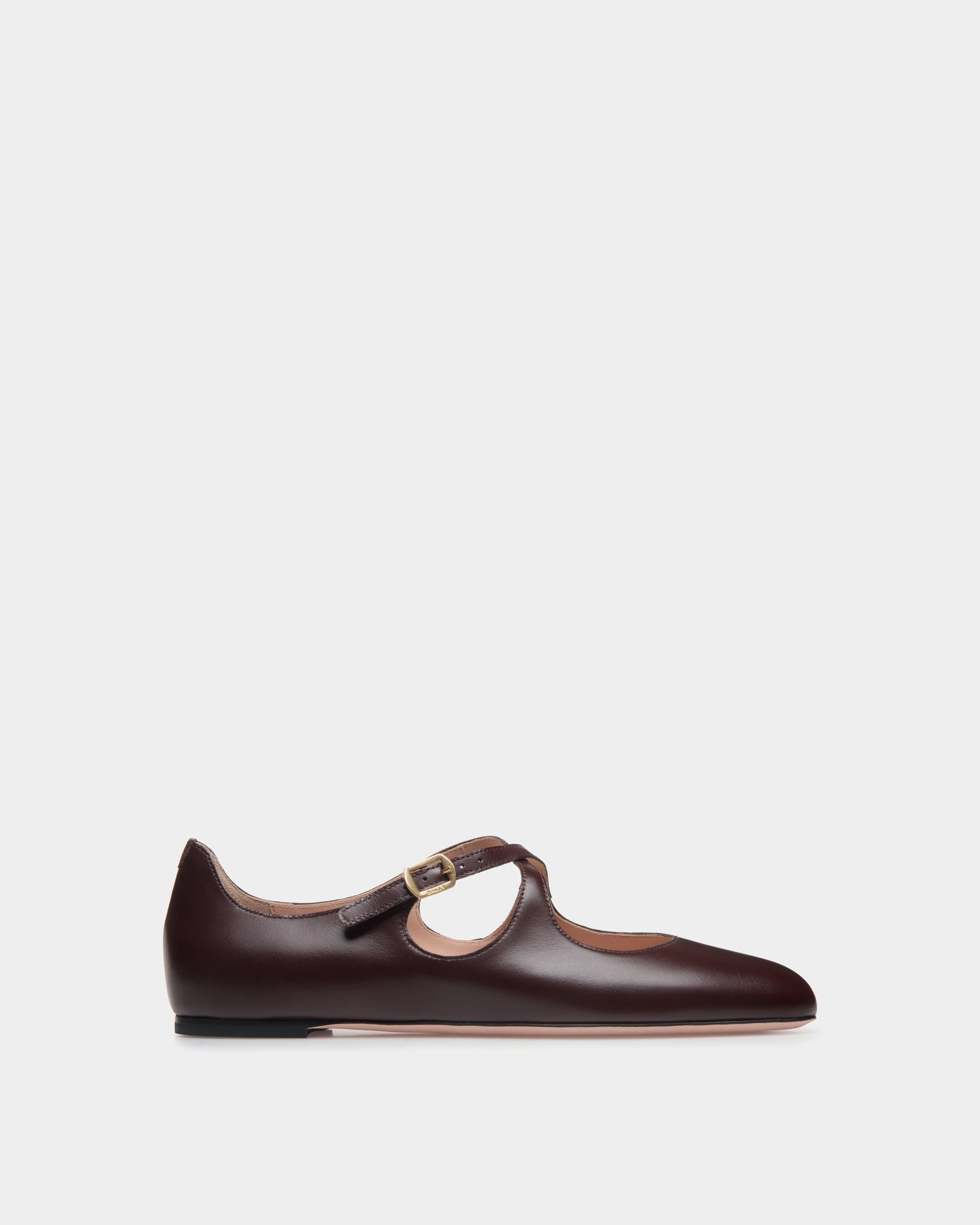 Bally Global - Chaussure À Talon Plat Ballyrina En Cuir Deep Burgundy - Bordeaux