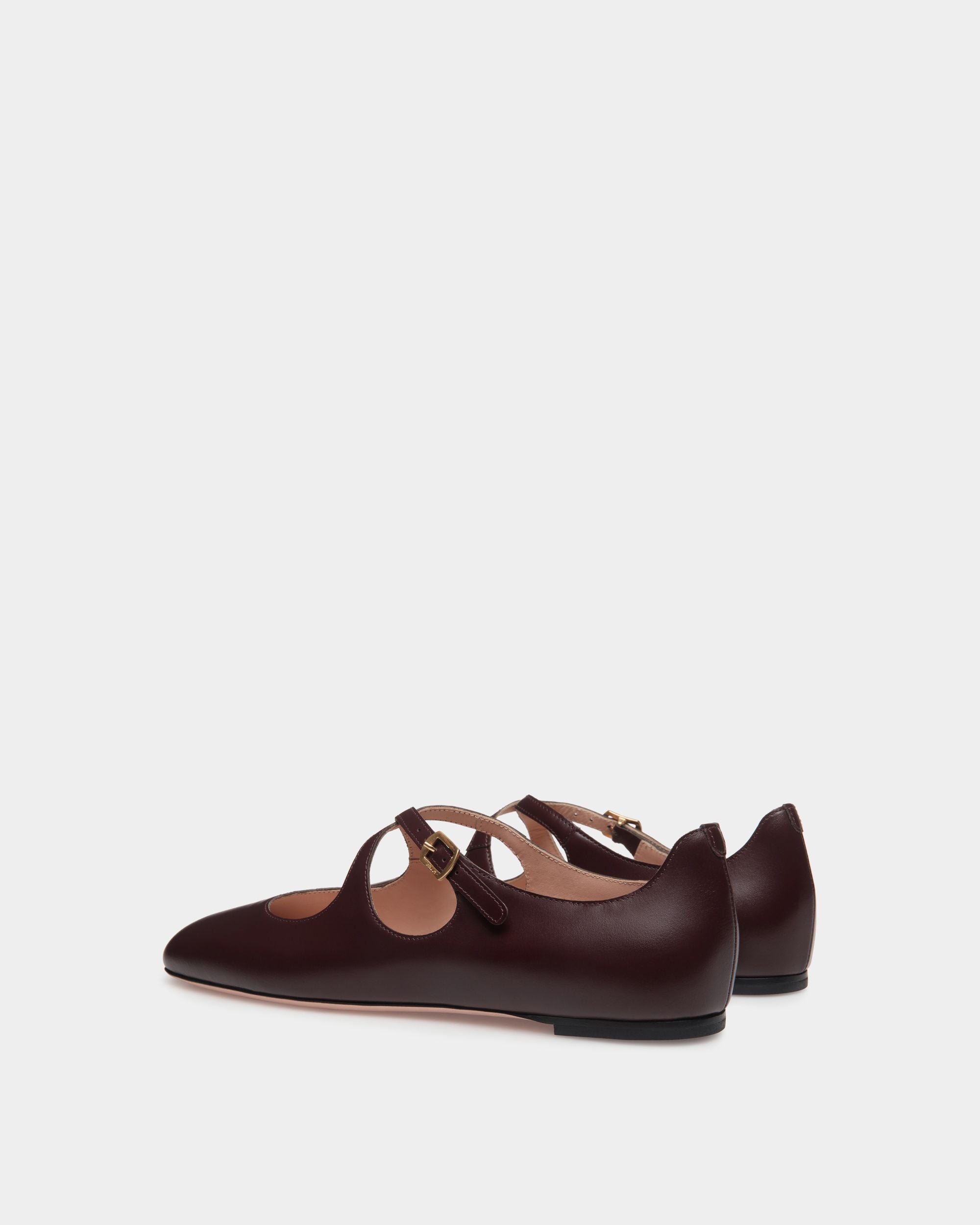 Bally Global - Chaussure À Talon Plat Ballyrina En Cuir Deep Burgundy - Bordeaux